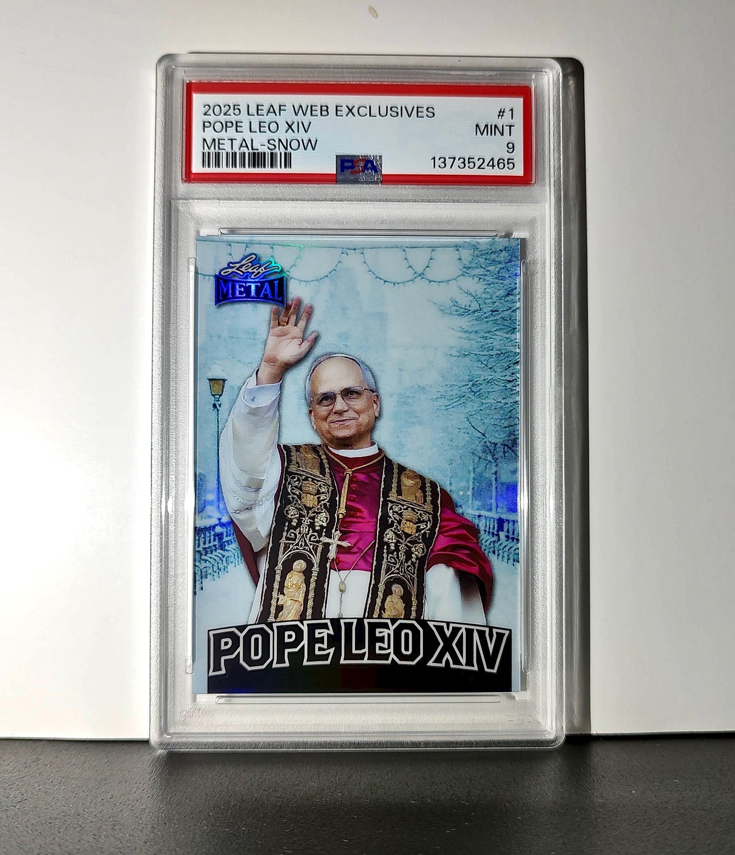 2025 Leaf Metal Pope Leo XIV 29/583 #1 Snow Variant PSA 9 Mint
