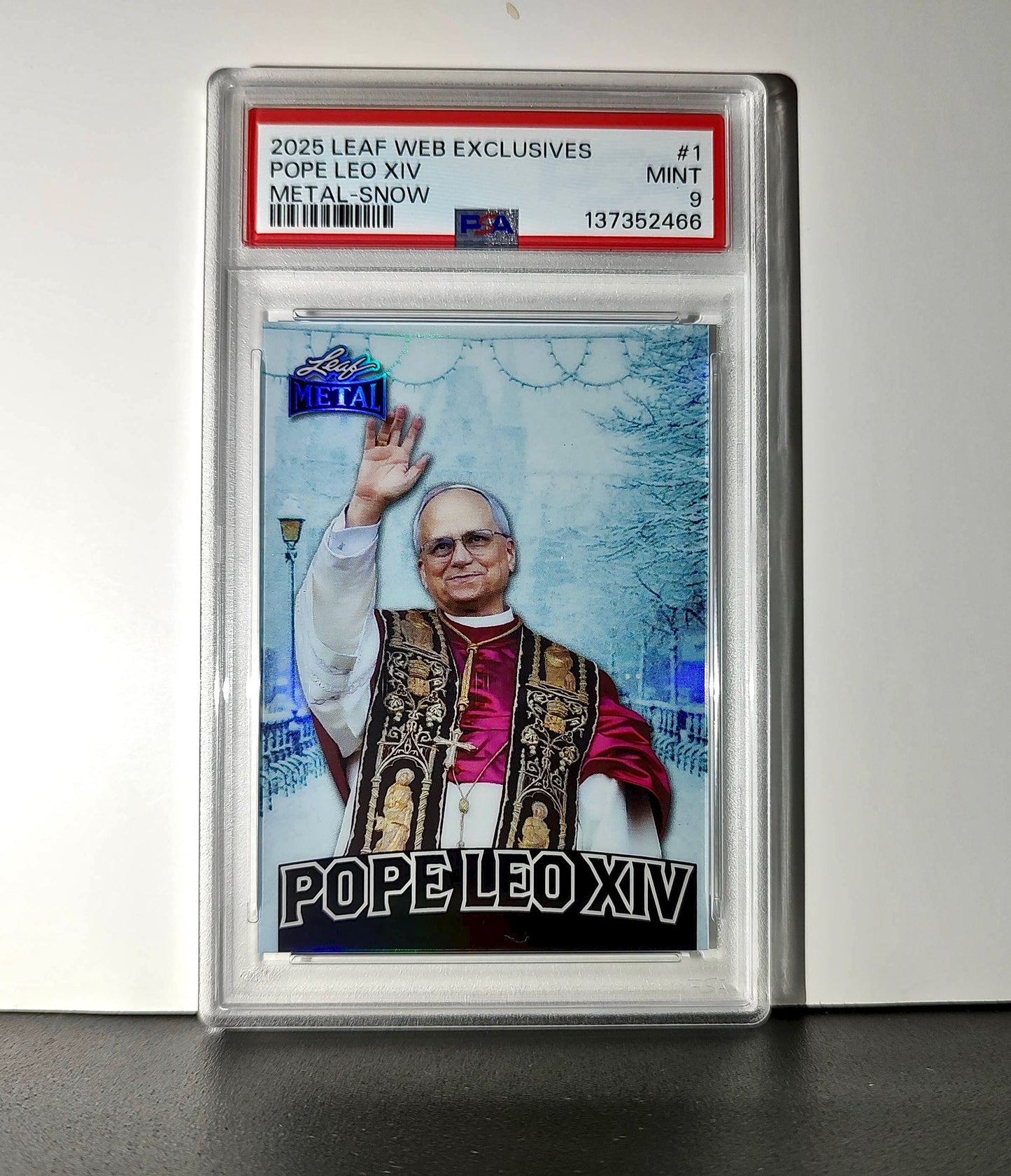 2025 Leaf Metal Pope Leo XIV 30/583 #1 Snow Variant PSA 9 Mint