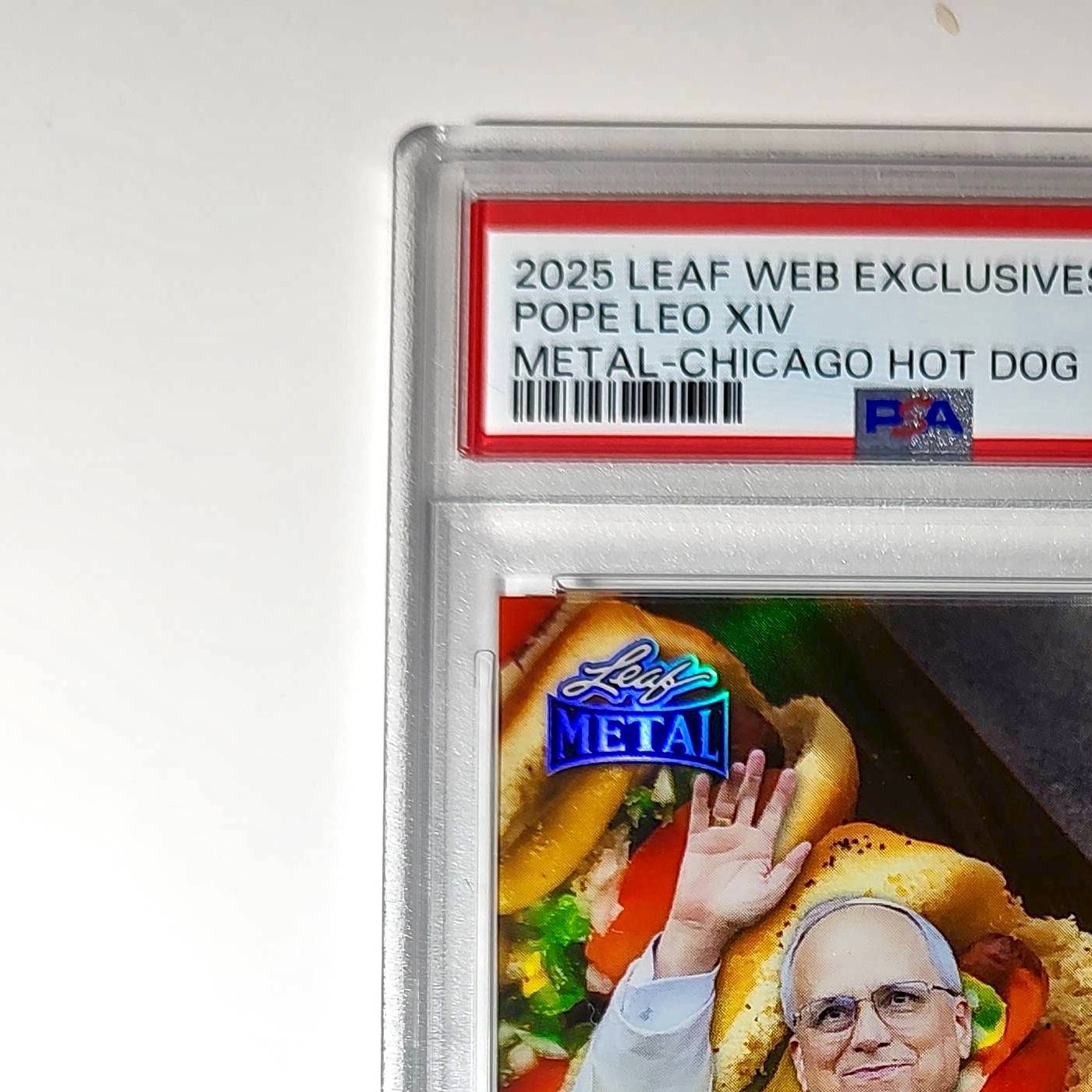 2025 Leaf Metal Pope Leo XIV 30/529 #1 Hot Dog Variant PSA 8 NM-MT
