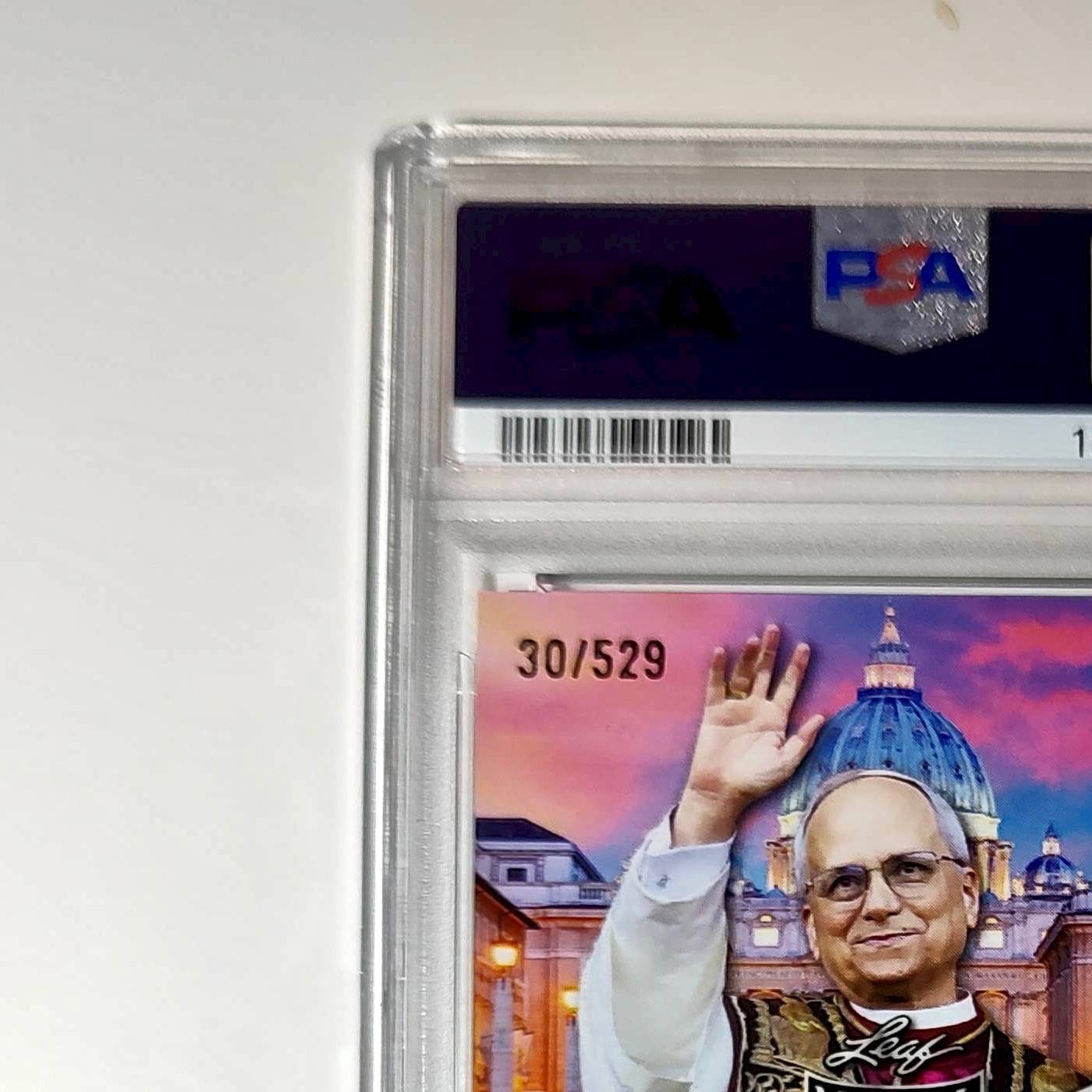 2025 Leaf Metal Pope Leo XIV 30/529 #1 Hot Dog Variant PSA 8 NM-MT