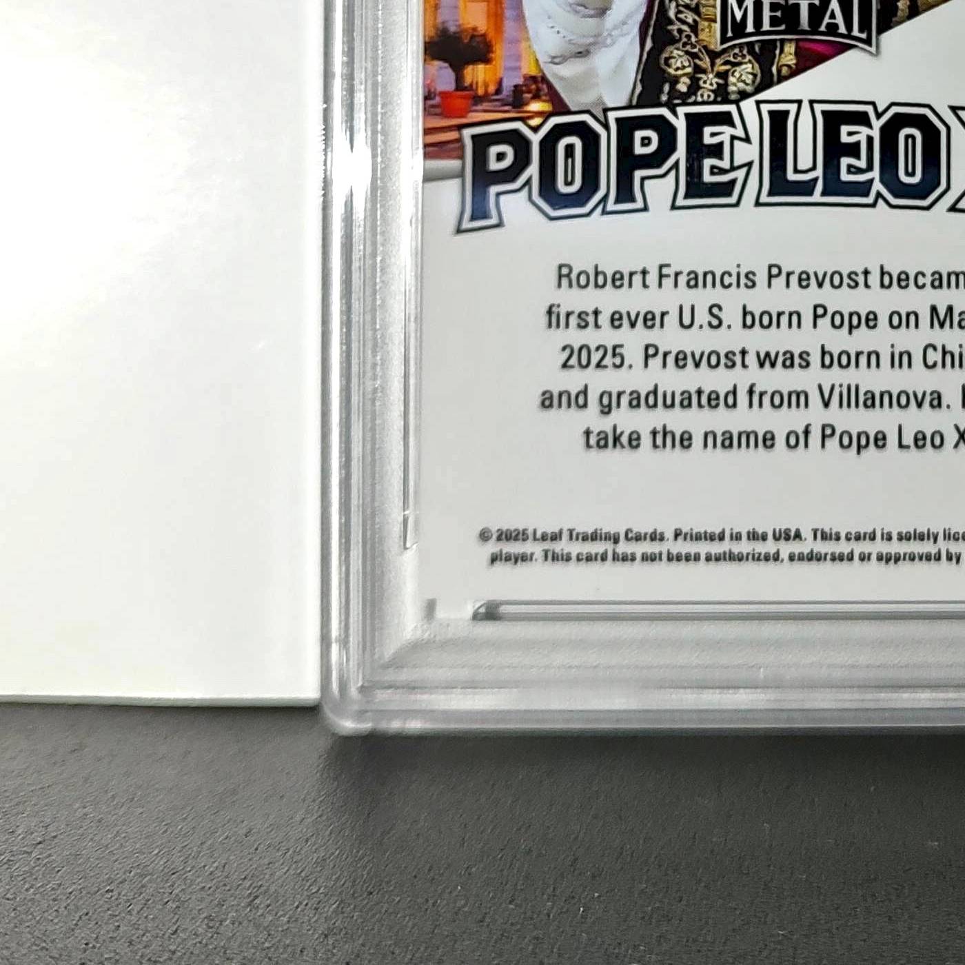 2025 Leaf Metal Pope Leo XIV 30/529 #1 Hot Dog Variant PSA 8 NM-MT