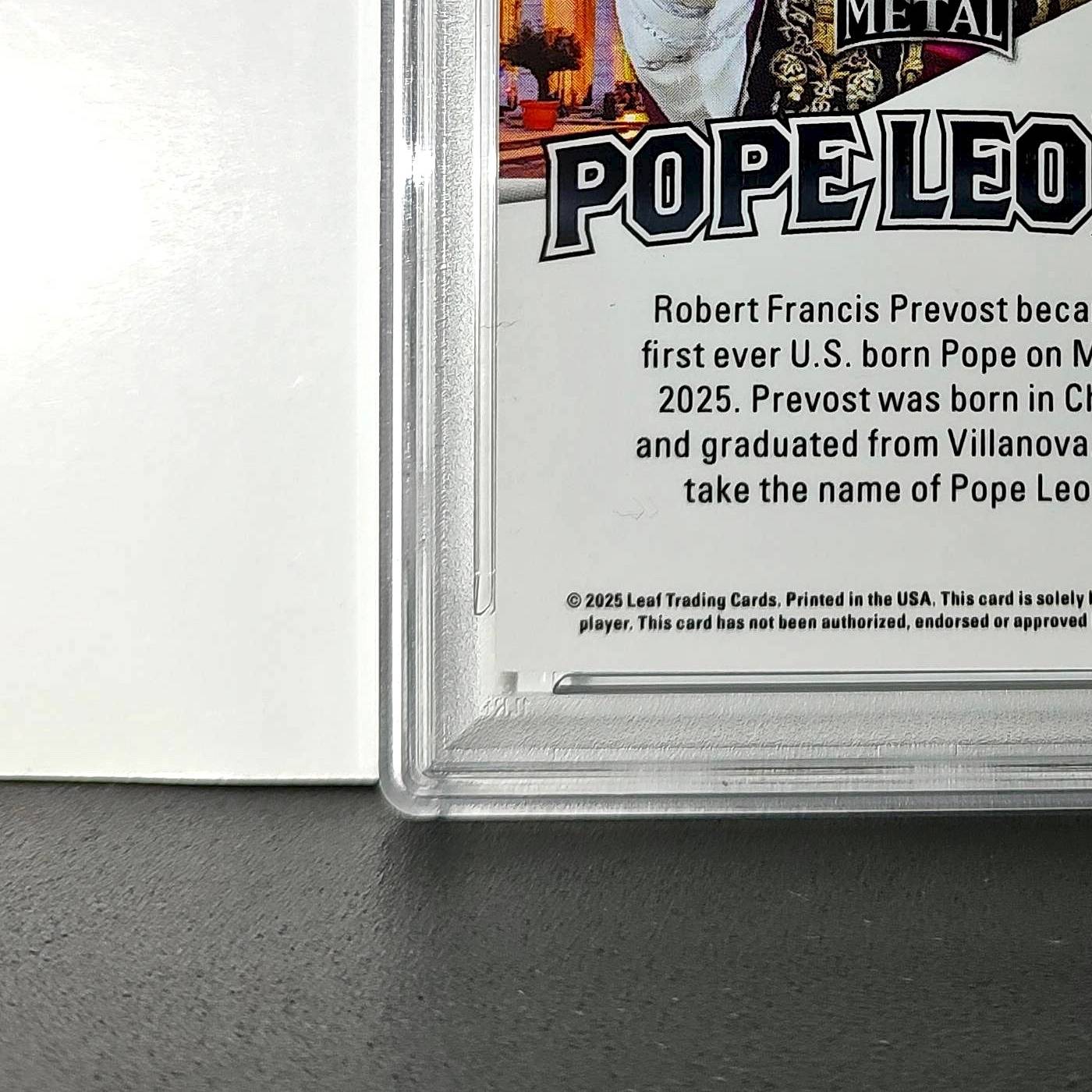 2025 Leaf Metal Pope Leo XIV 44/529 #1 Hot Dog Variant PSA 9 Mint