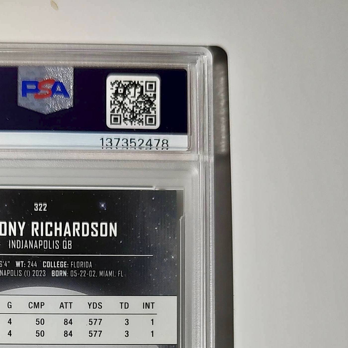 Anthony Richardson 2023 Topps Midnight Rookie #322 PSA 9 Mint