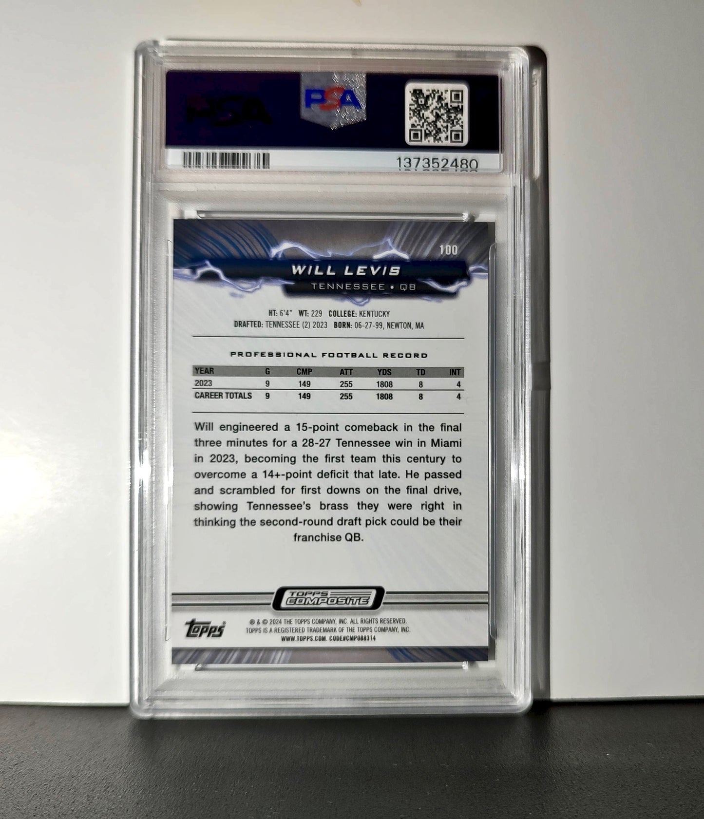 Will Levis 2023 Topps Resurgence Rookie #100 Surge 153/249 PSA 9 Mint