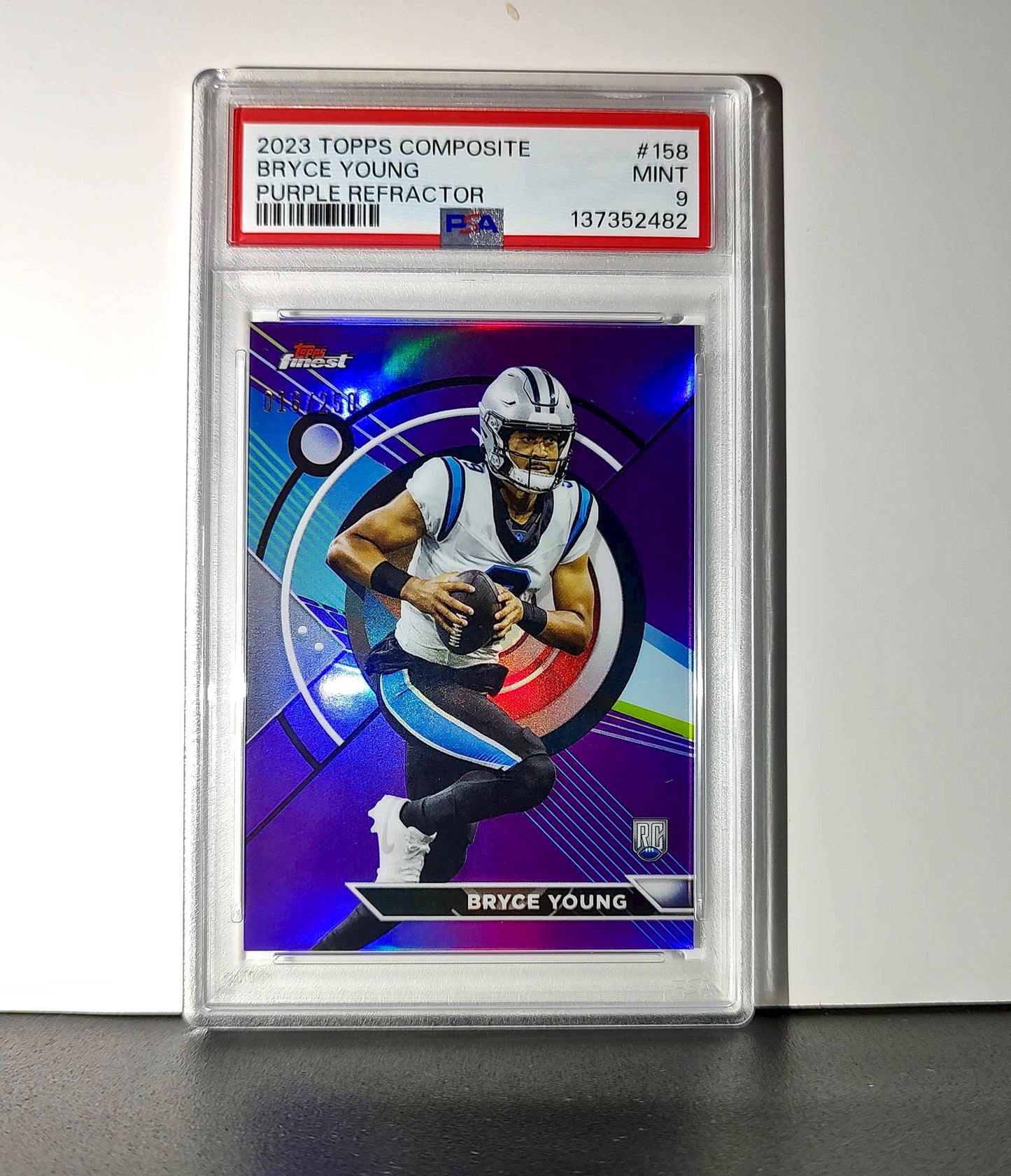 Bryce Young 2023 Topps Finest #158 Rookie Purple Refractor 016/250 PSA 9 Mint