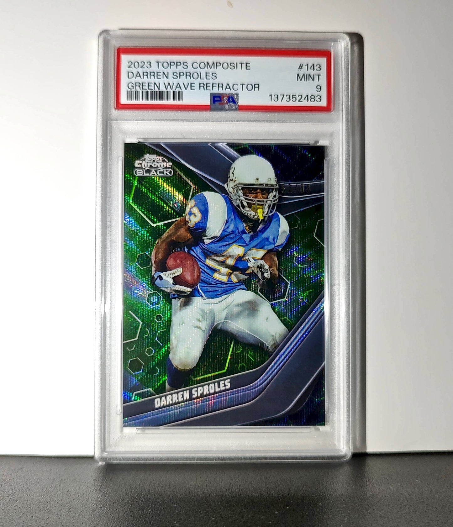 Darren Sproles 2023 Topps Chrome Black #143 Green Wave Refractor 52/99 PSA 9