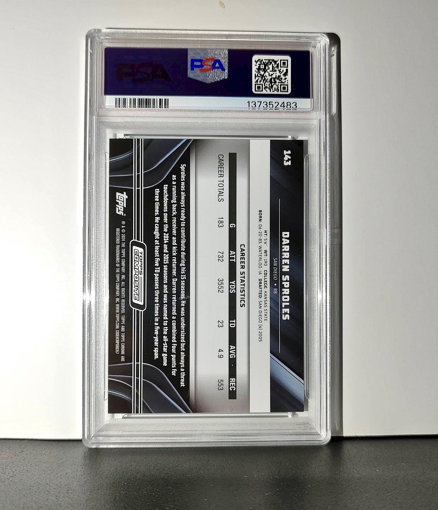 Darren Sproles 2023 Topps Chrome Black #143 Green Wave Refractor 52/99 PSA 9