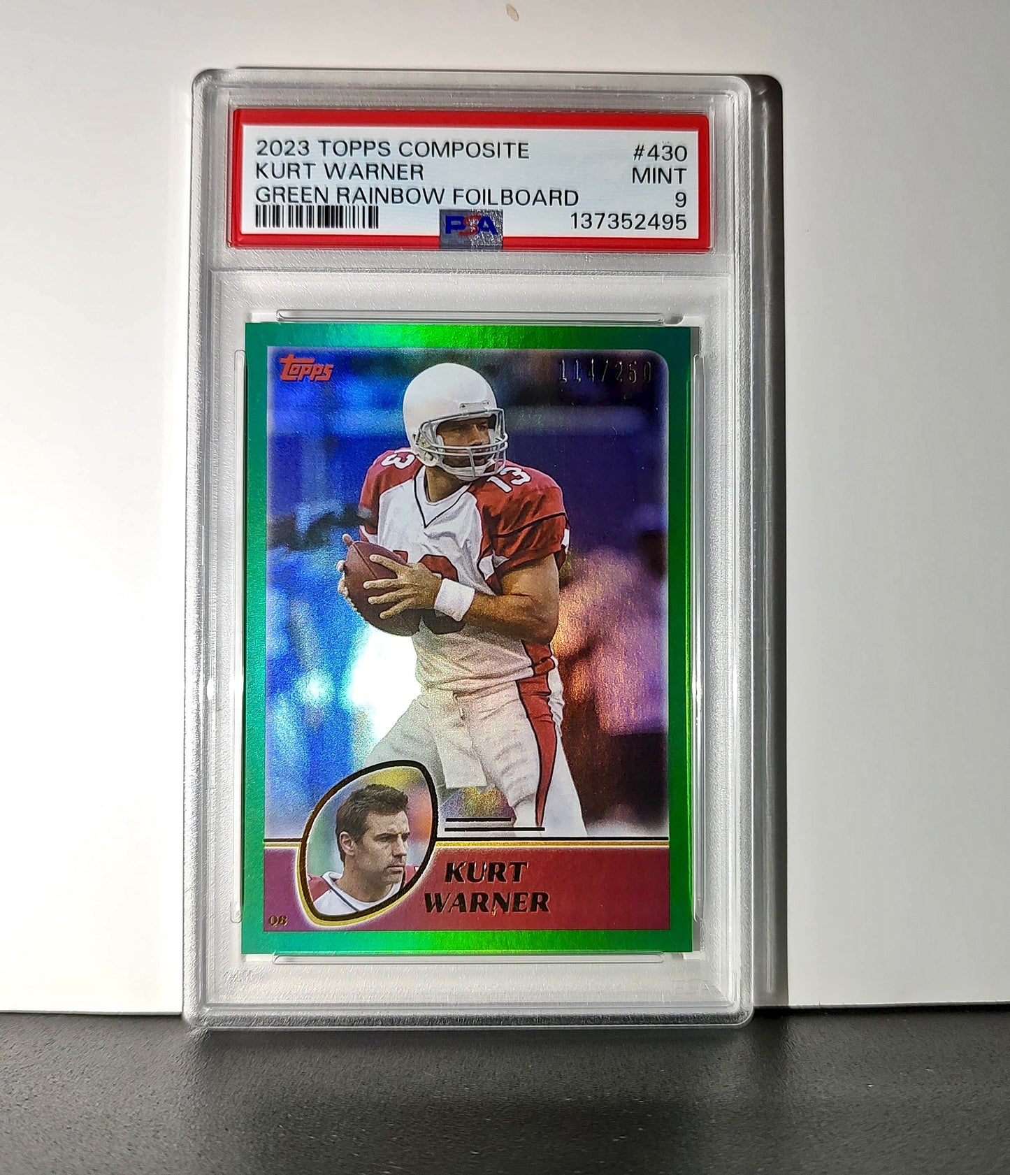 Kurt Warner 2023 Topps Allen & Ginter #430 Green Portrait 114/250 PSA 9 Mint
