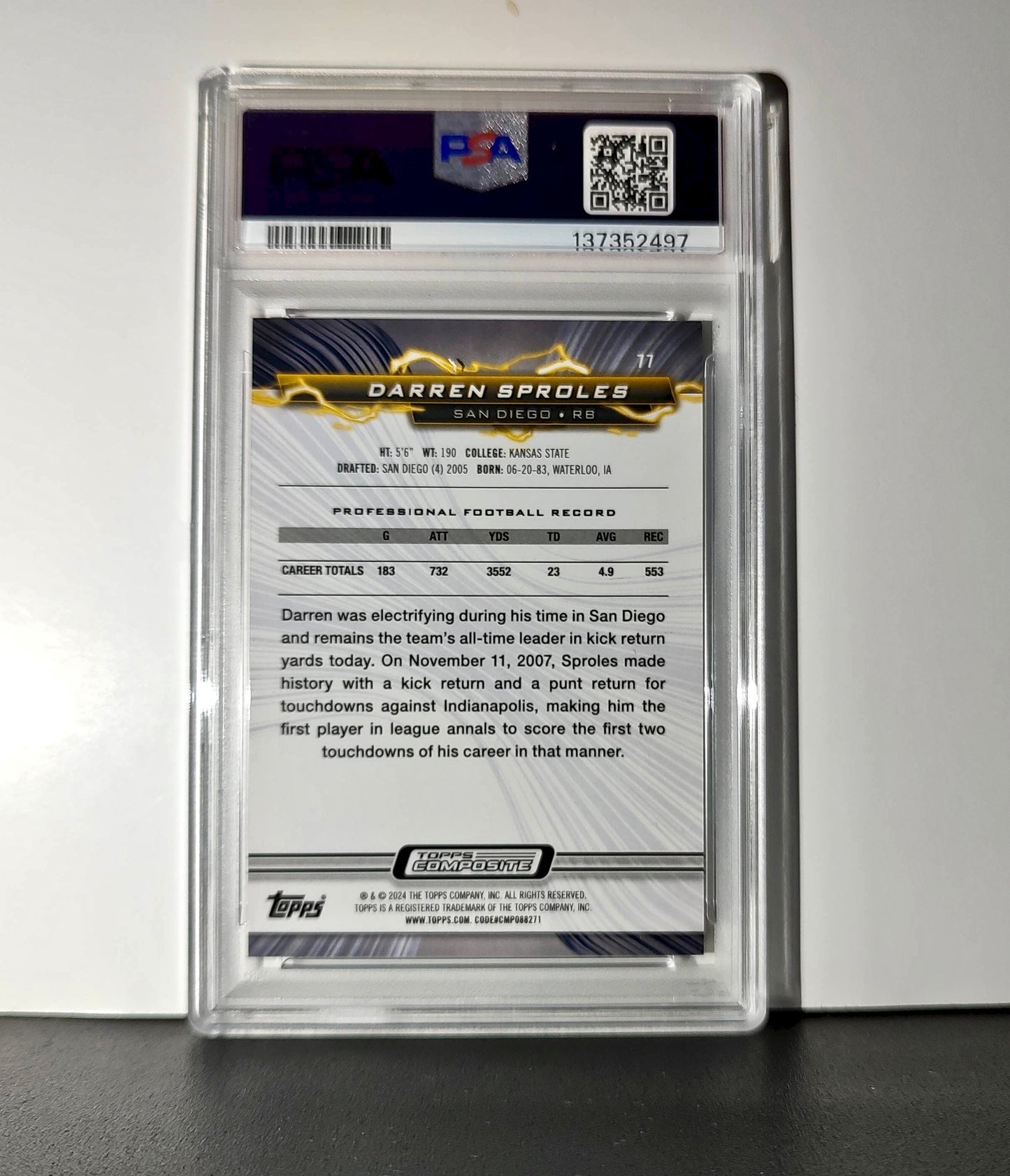 Darren Sproles 2023 Topps Resurgence #77 Ruby Surge 058/199 PSA 10 Gem Mint