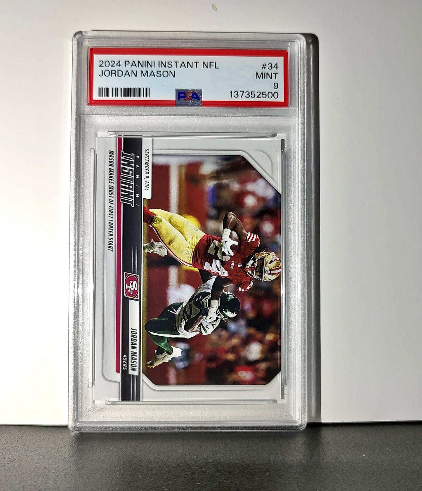Jordan Mason Rookie 2024 Panini Instant NFL #34 PSA 9 Mint