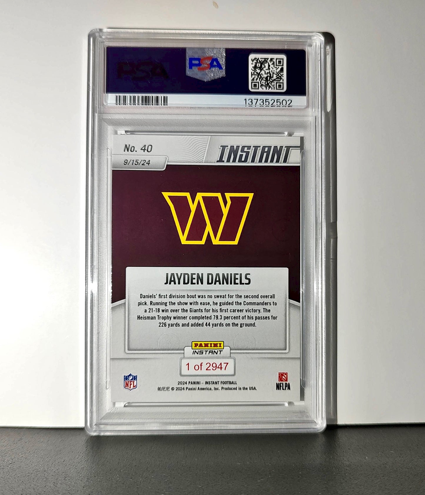 Jayden Daniels Rookie 2024 Panini Instant NFL #40 PSA 8 NM-MT