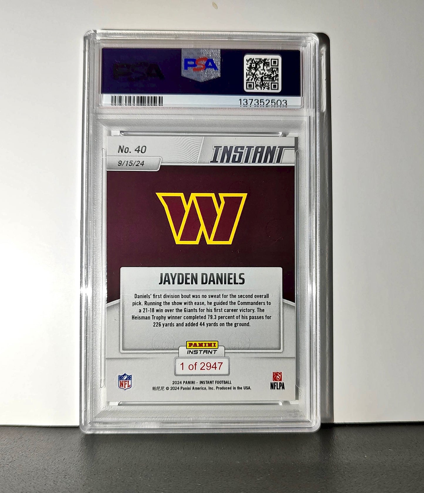 Jayden Daniels Rookie 2024 Panini Instant NFL #40 PSA 10 Gem Mint