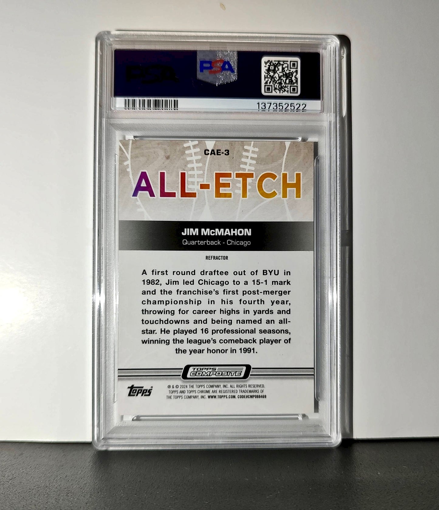 Jim McMahon 2023 Topps Chrome ALL-ETCH Refractor #CAE-3 PSA 10 Gem Mint