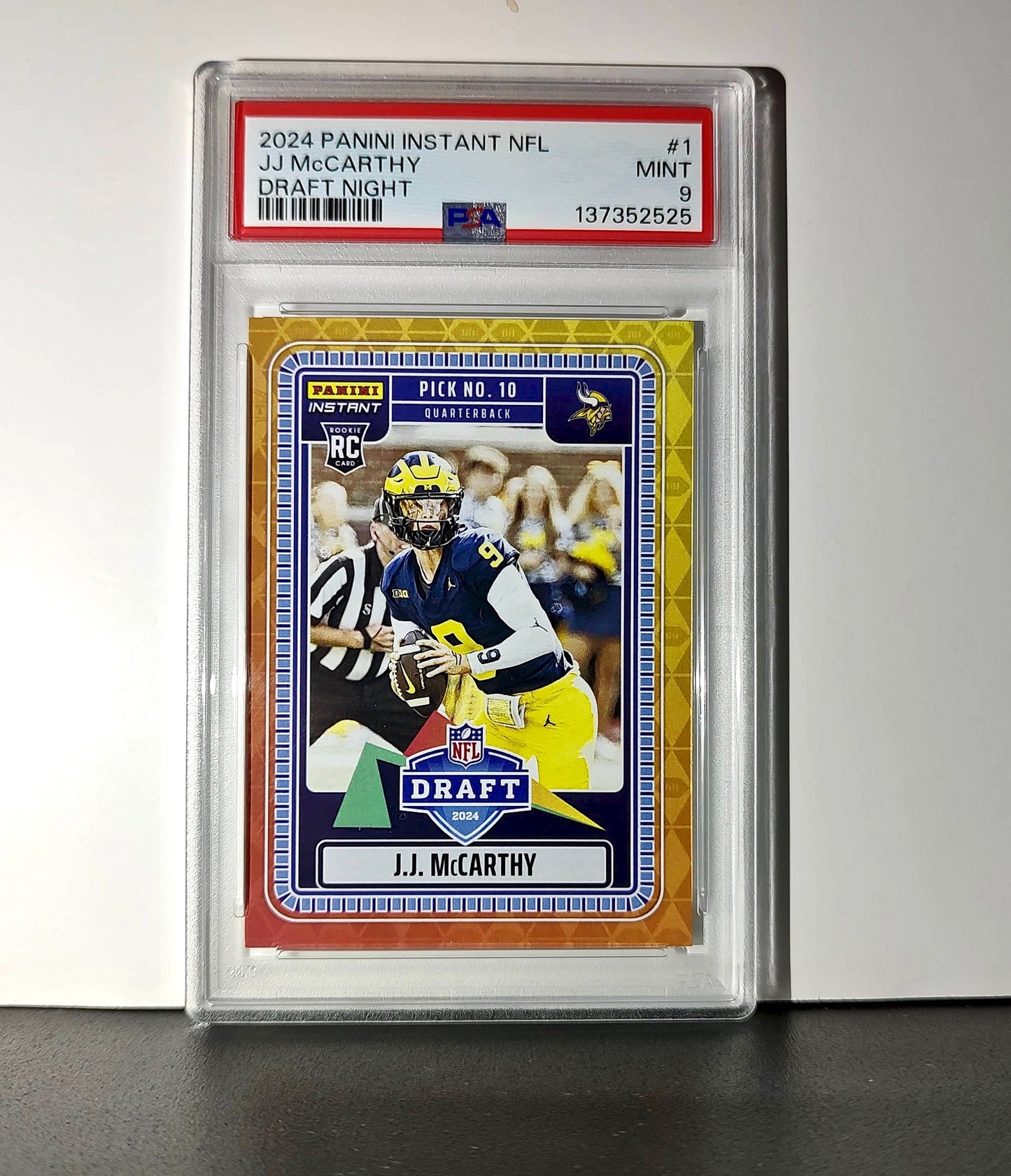 J.J. McCarthy 2023 Panini Instant Draft Night #NFLDN-1 PSA 9 Mint