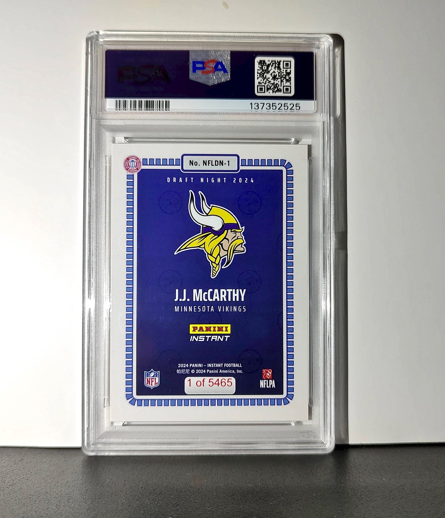 J.J. McCarthy 2023 Panini Instant Draft Night #NFLDN-1 PSA 9 Mint
