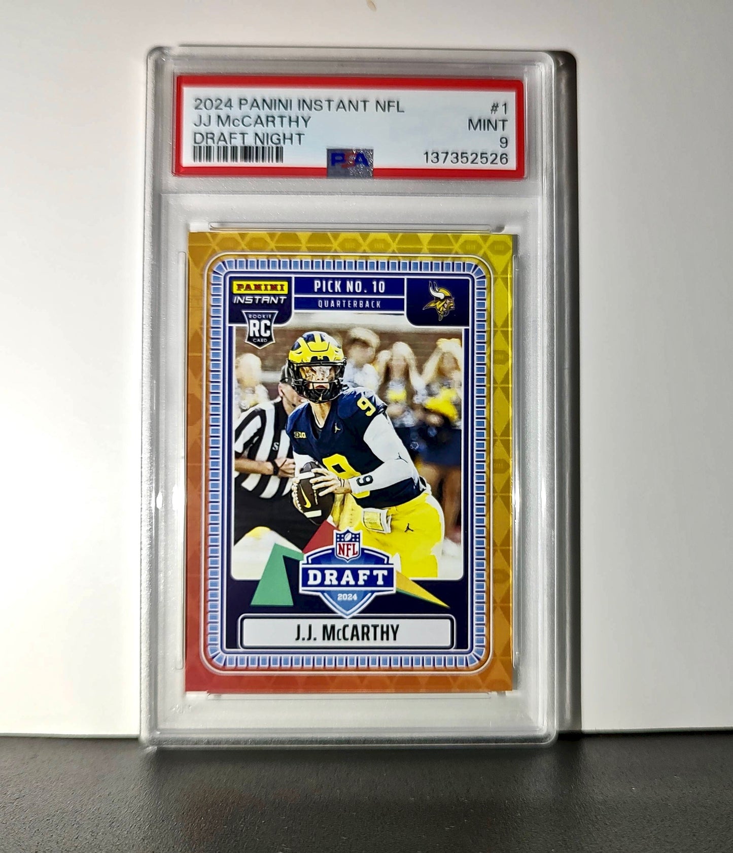 J.J. McCarthy 2023 Panini Instant Draft Night #NFLDN-1 PSA 9 Mint