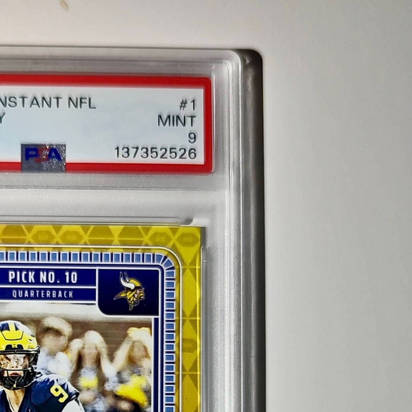 J.J. McCarthy 2023 Panini Instant Draft Night #NFLDN-1 PSA 9 Mint