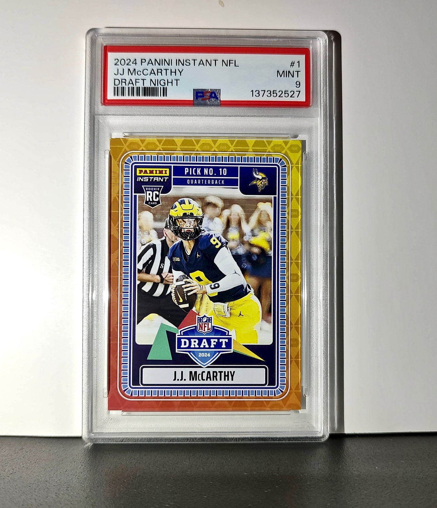 J.J. McCarthy 2023 Panini Instant Draft Night #NFLDN-1 PSA 9 Mint
