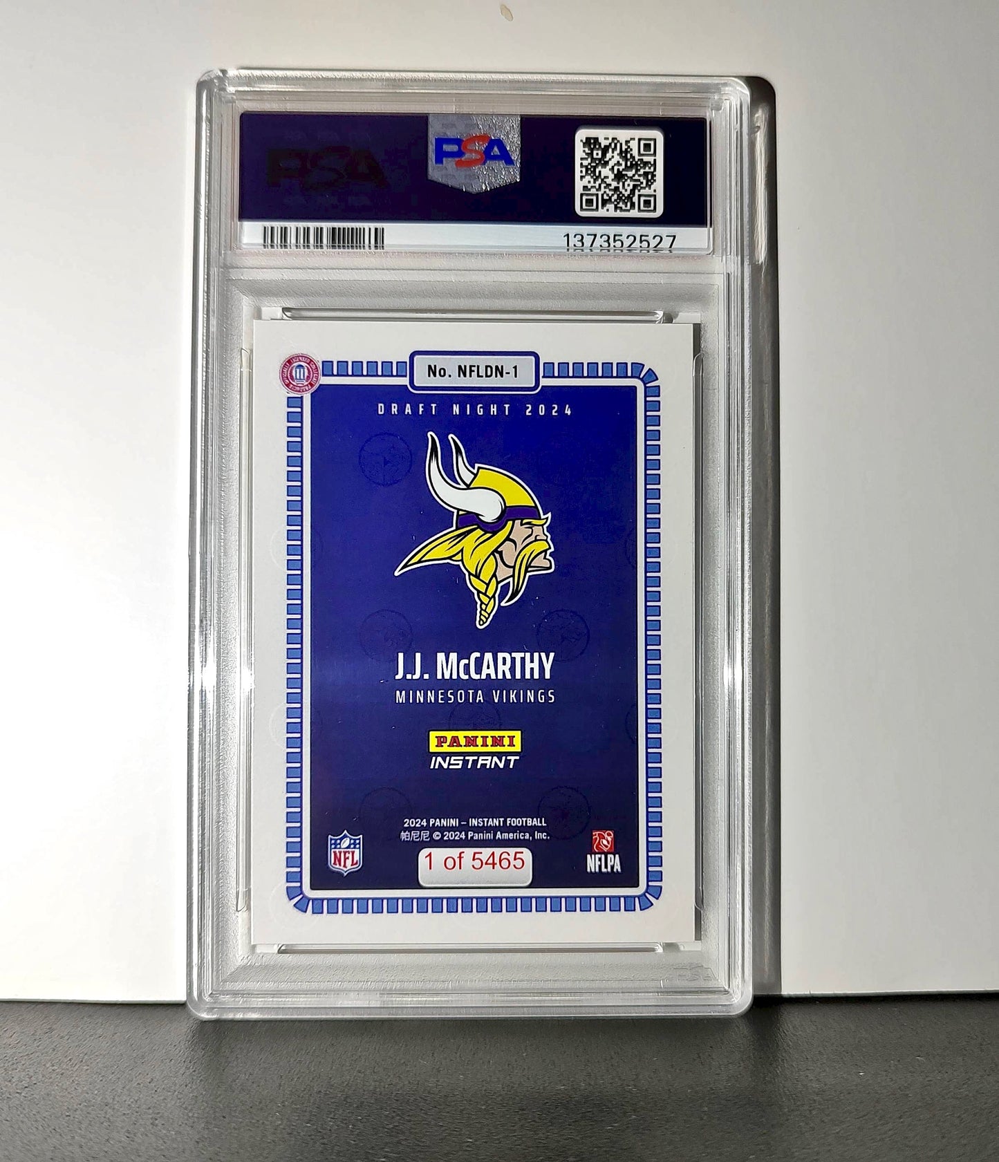J.J. McCarthy 2023 Panini Instant Draft Night #NFLDN-1 PSA 9 Mint