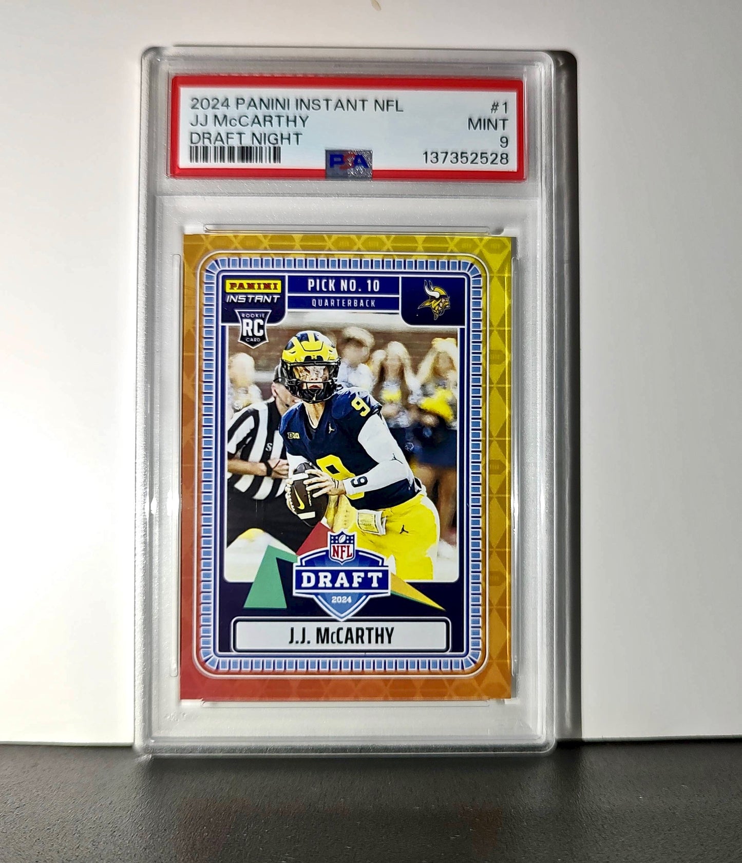 J.J. McCarthy 2023 Panini Instant Draft Night #NFLDN-1 PSA 9 Mint