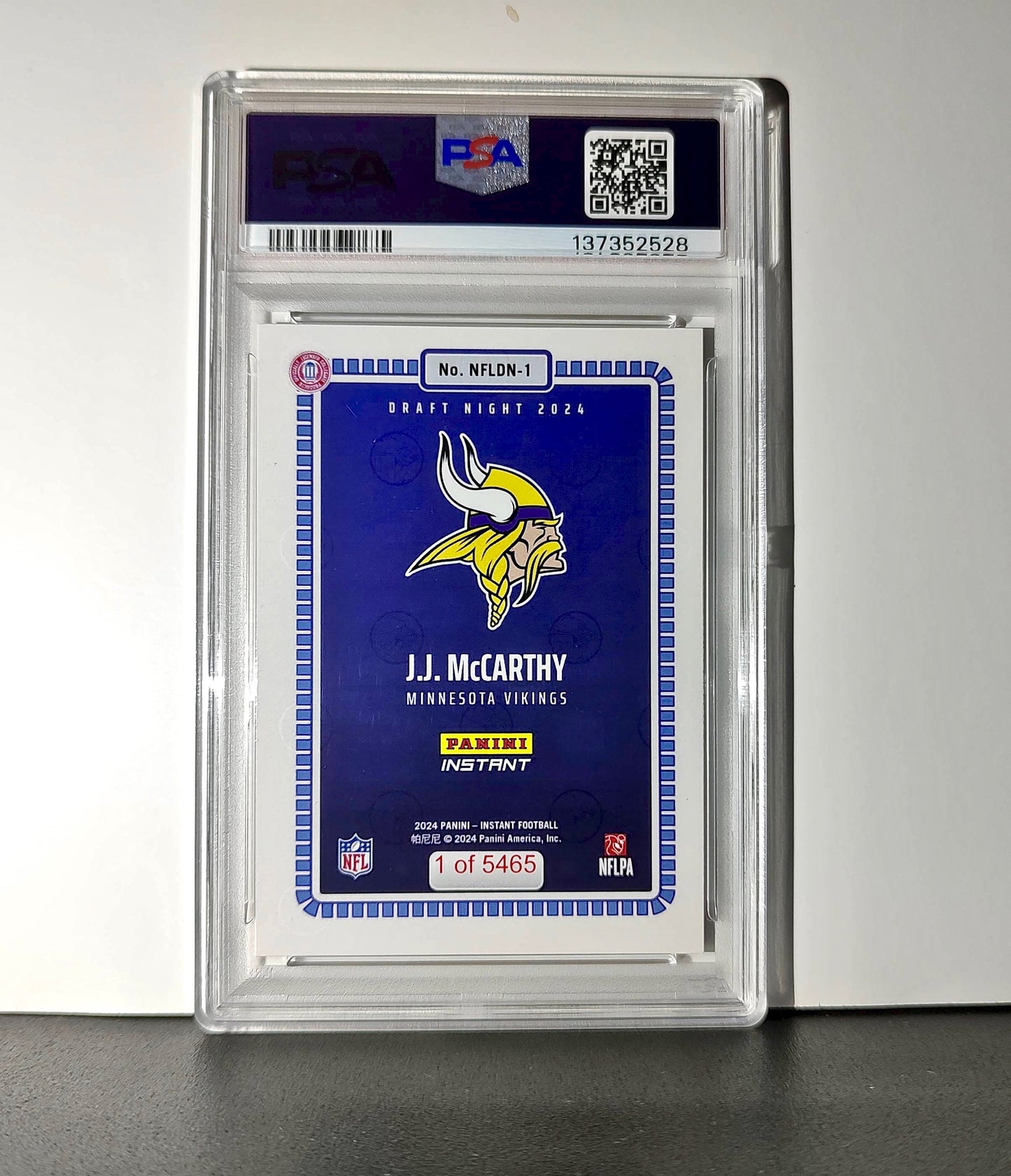 J.J. McCarthy 2023 Panini Instant Draft Night #NFLDN-1 PSA 9 Mint