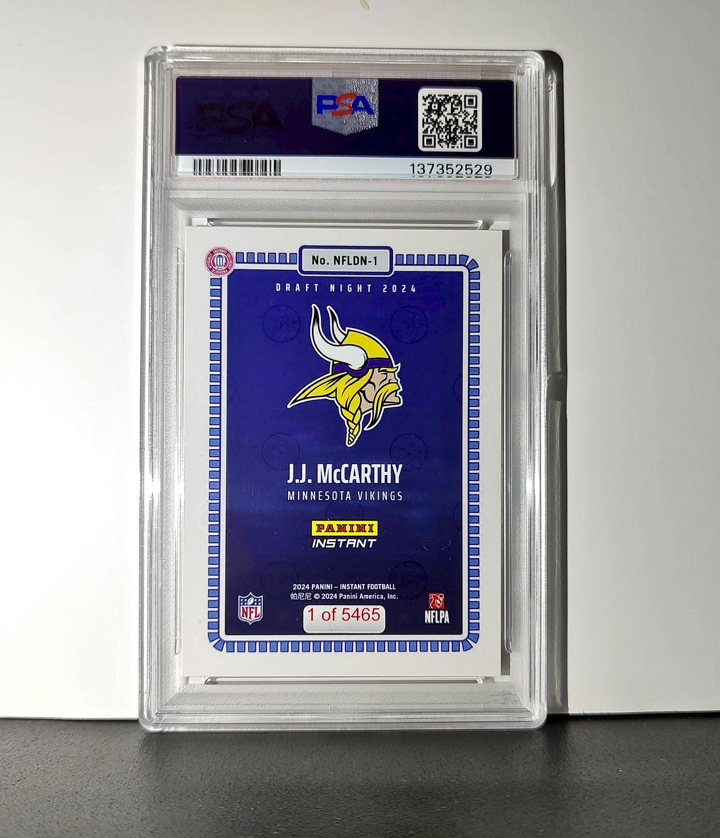 J.J. McCarthy 2023 Panini Instant Draft Night #NFLDN-1 PSA 9 Mint