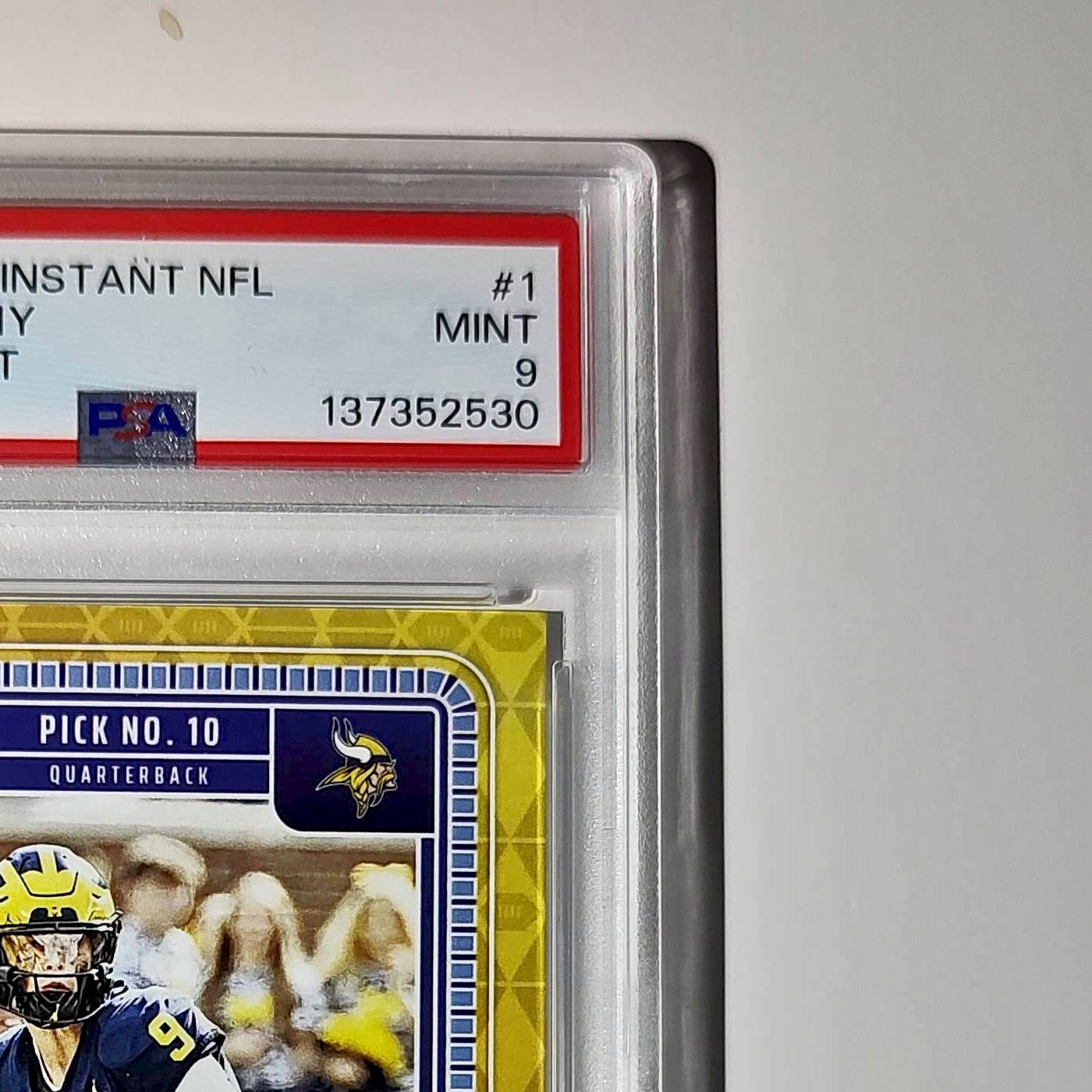 J.J. McCarthy 2023 Panini Instant Draft Night #NFLDN-1 PSA 9 Mint
