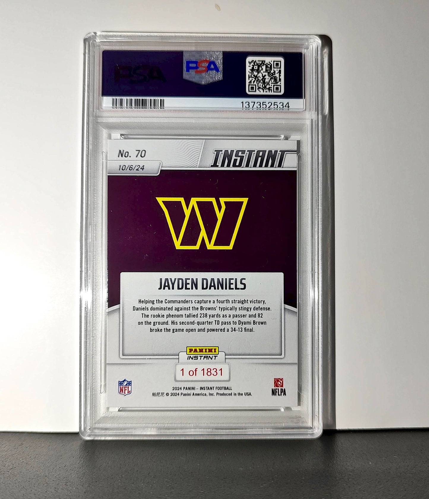 Jayden Daniels Rookie 2024 Panini Instant NFL #70 PSA 10 Gem Mint