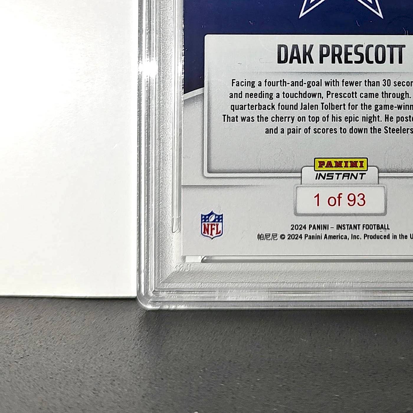 Dak Prescott Rookie 2024 Panini Instant NFL #76 PSA 10 Gem Mint