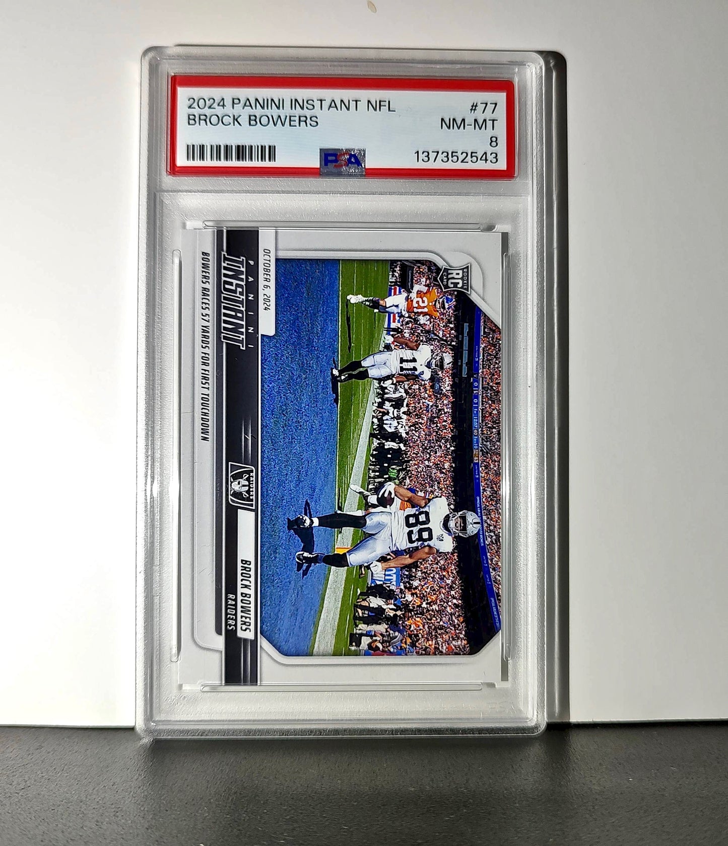 Brock Bowers Rookie 2024 Panini Instant NFL #77 PSA 8 NM-MT