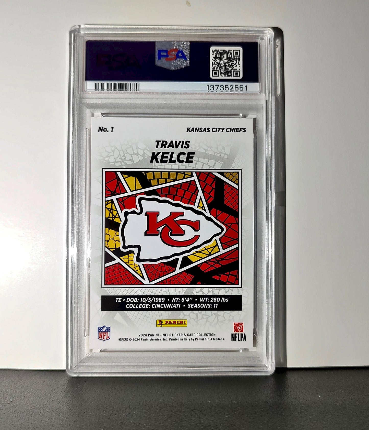 Travis Kelce 2024 Panini Sticker Collection 026/049 #1 Bronze Foil PSA 9 Mint