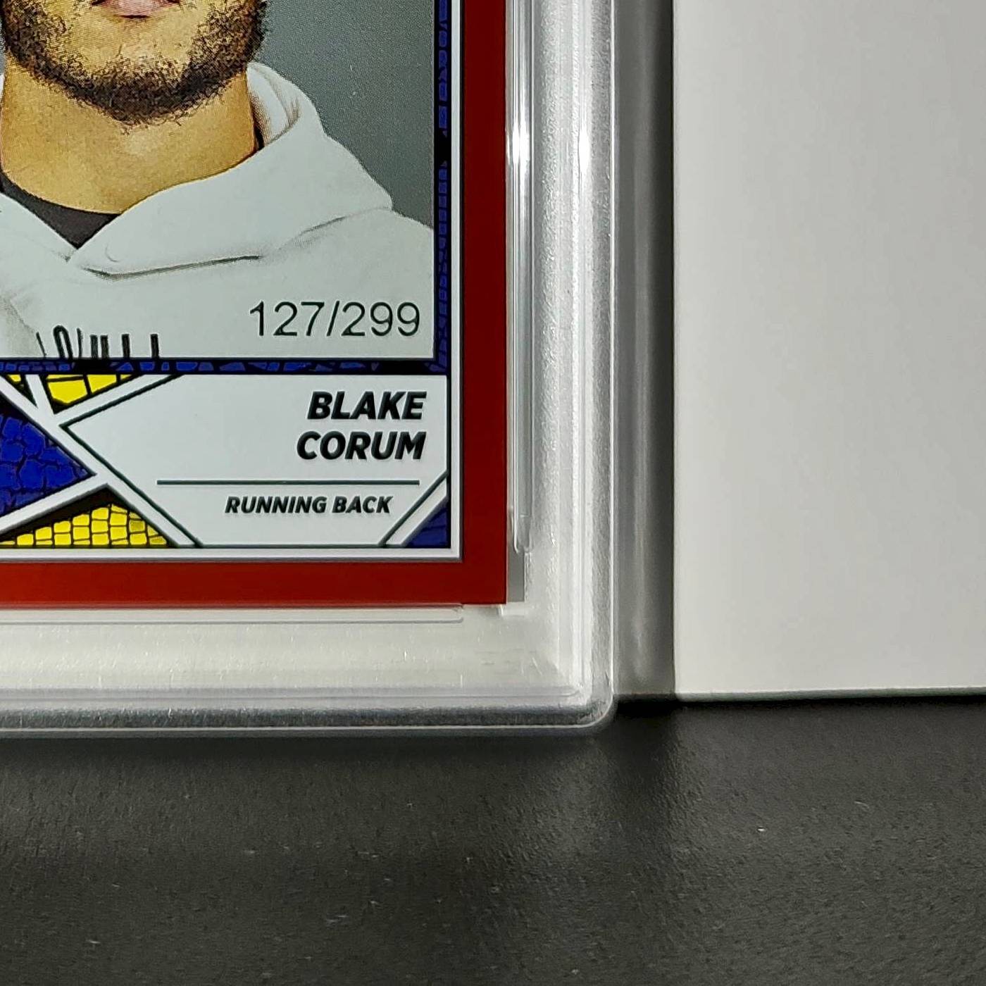 Blake Corum 2024 Panini Sticker Collection 127/299 #95 Red Foil PSA 10 Gem Mint