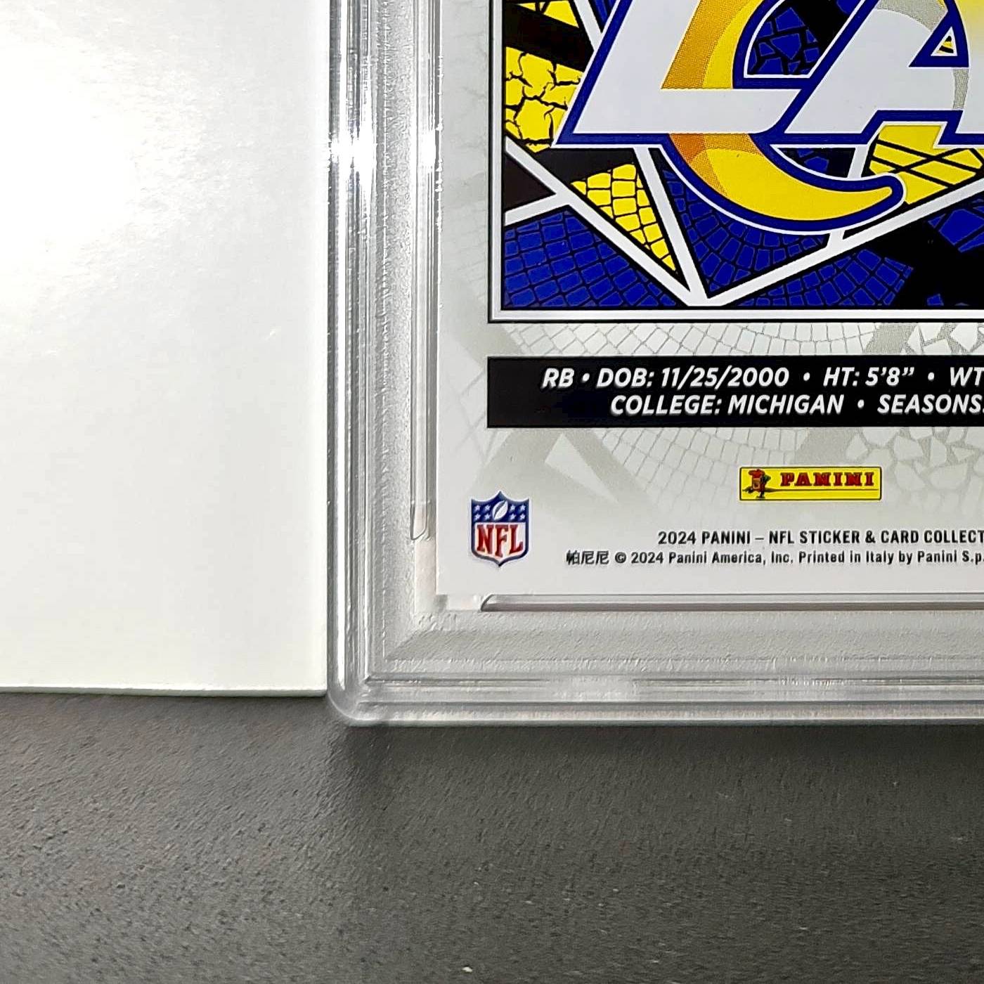 Blake Corum 2024 Panini Sticker Collection 127/299 #95 Red Foil PSA 10 Gem Mint