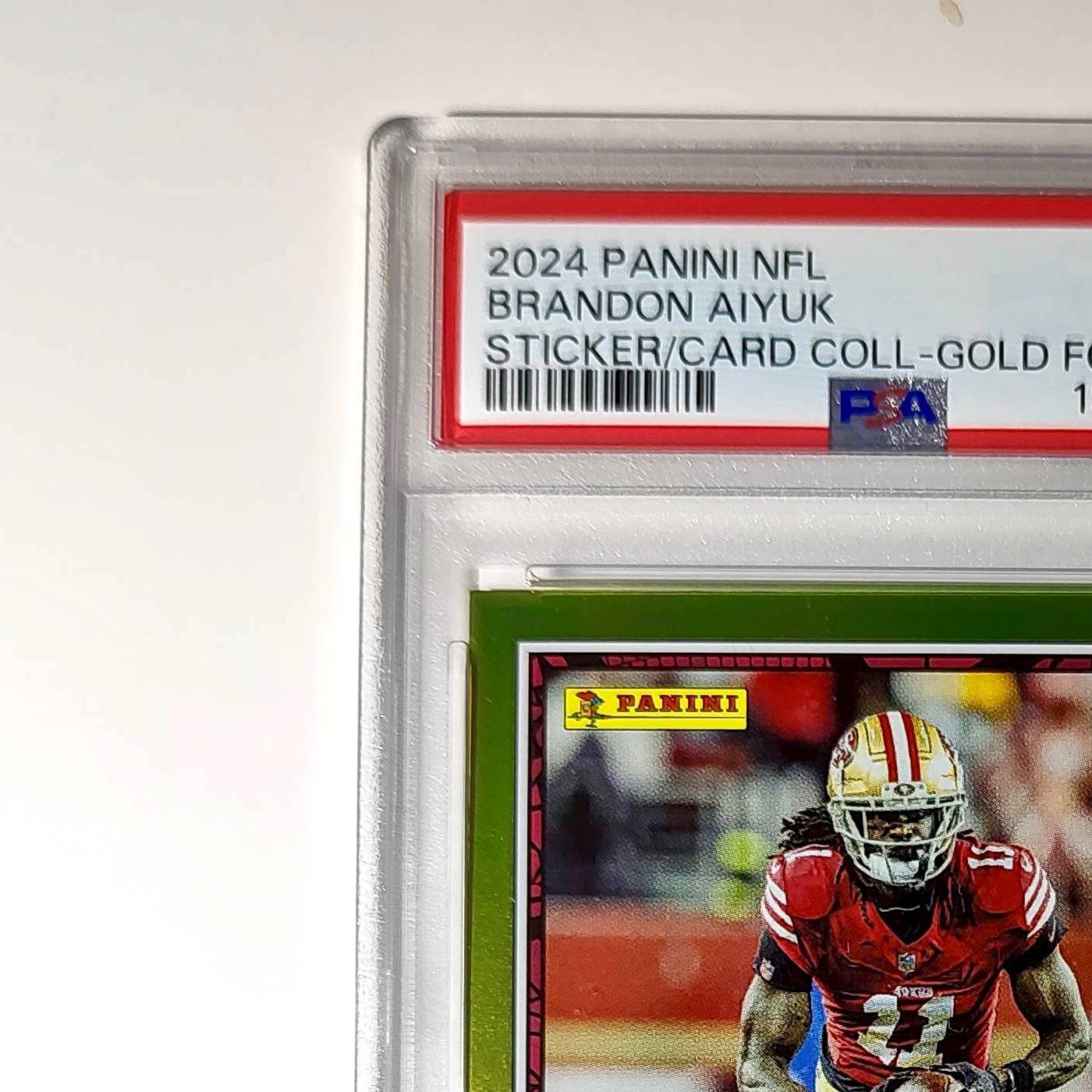 Brandon Aiyuk 2024 Panini Sticker Collection 006/010 #34 Gold Foil PSA 9 Mint