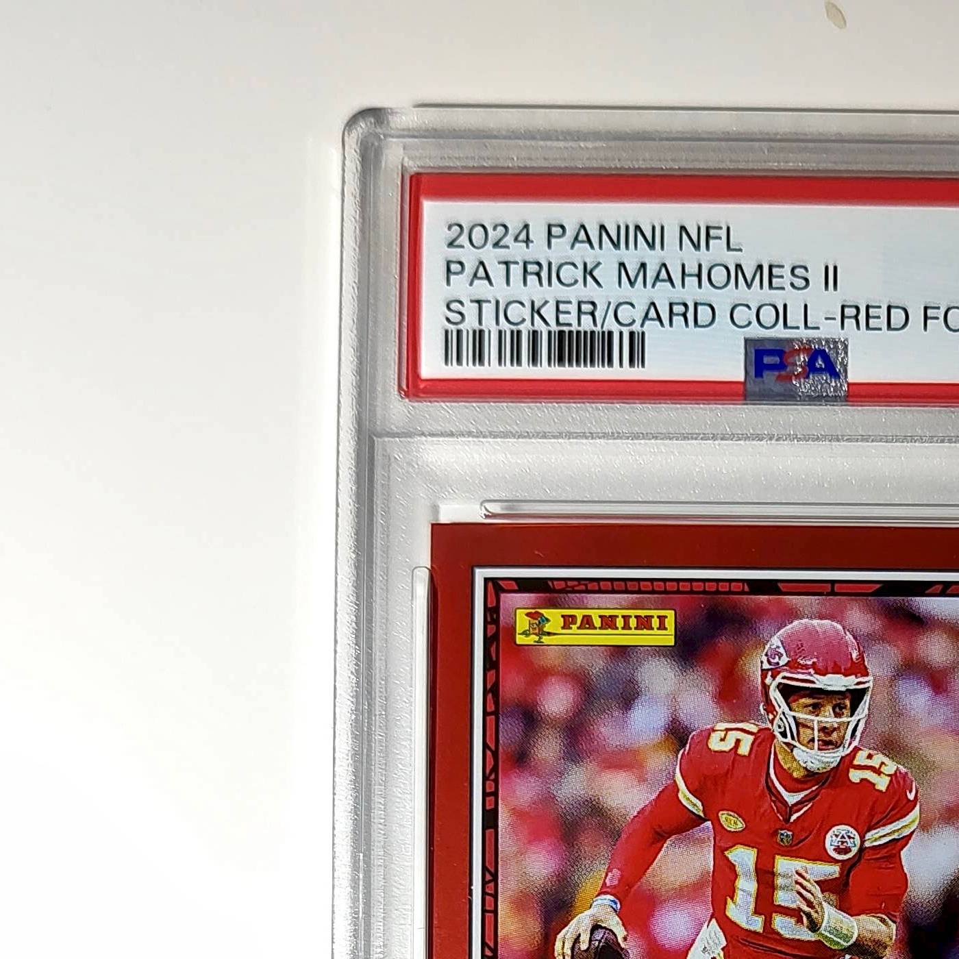 Patrick Mahomes 2024 Panini Sticker Collection 187/299 #15 Red Foil PSA 9 Mint