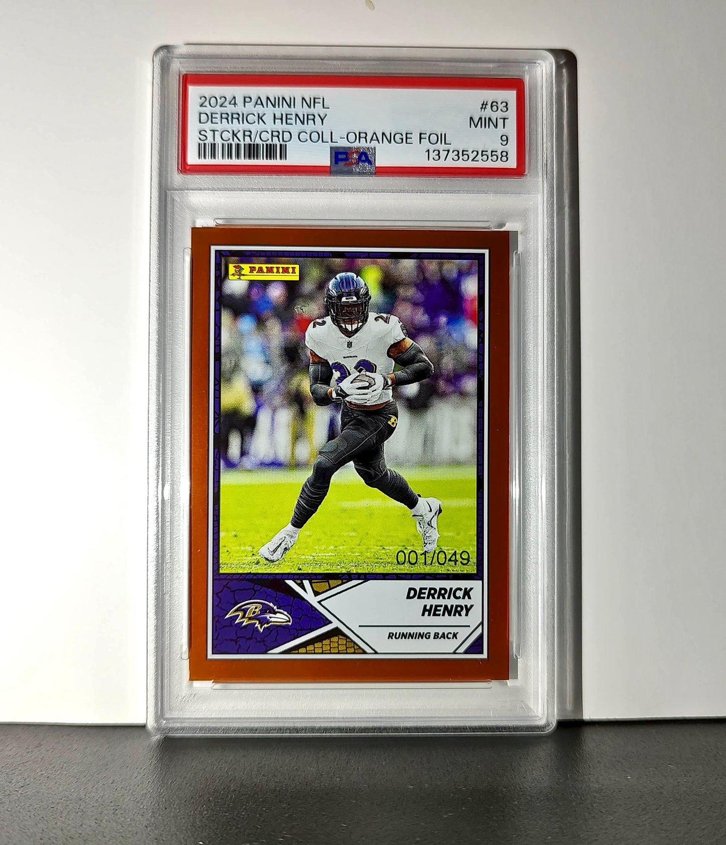 Derrick Henry 2024 Panini Sticker Collection 001/049 #63 Bronze Foil PSA 9 Mint