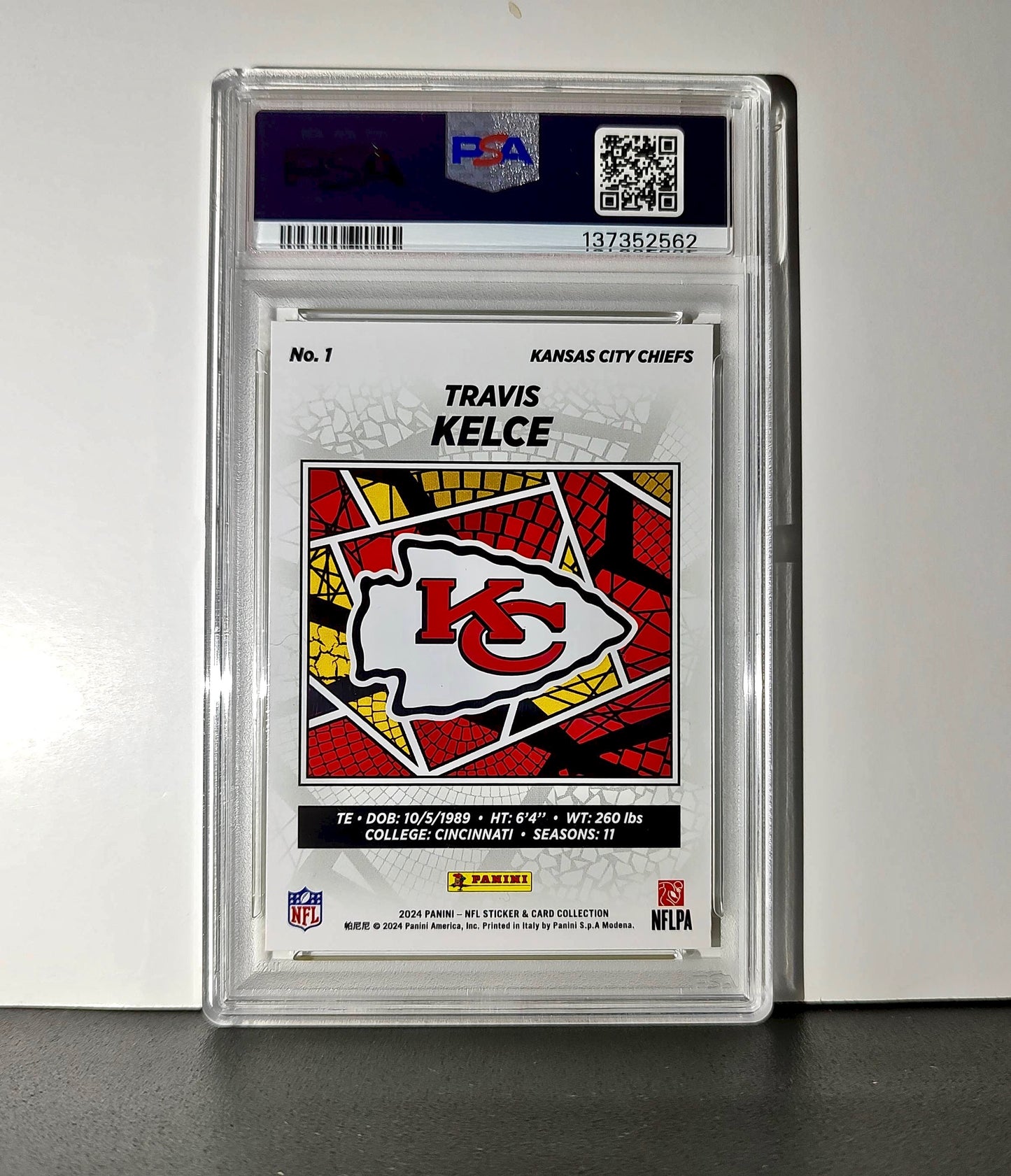 Travis Kelce 2024 Panini Sticker Collection 078/199 #1 Gold Foil PSA 9 Mint
