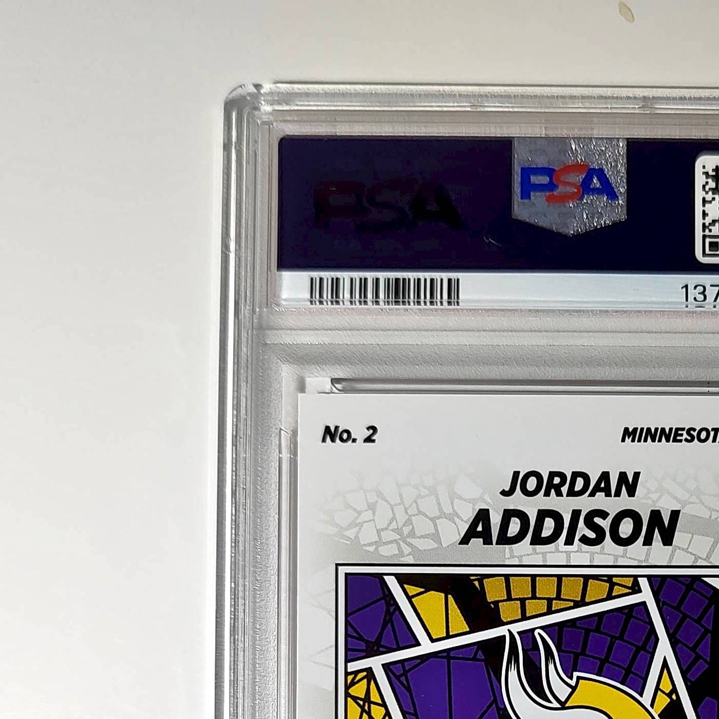 Jordan Addison 2024 Panini Sticker Collection 274/299 #2 Red Foil PSA 9 Mint