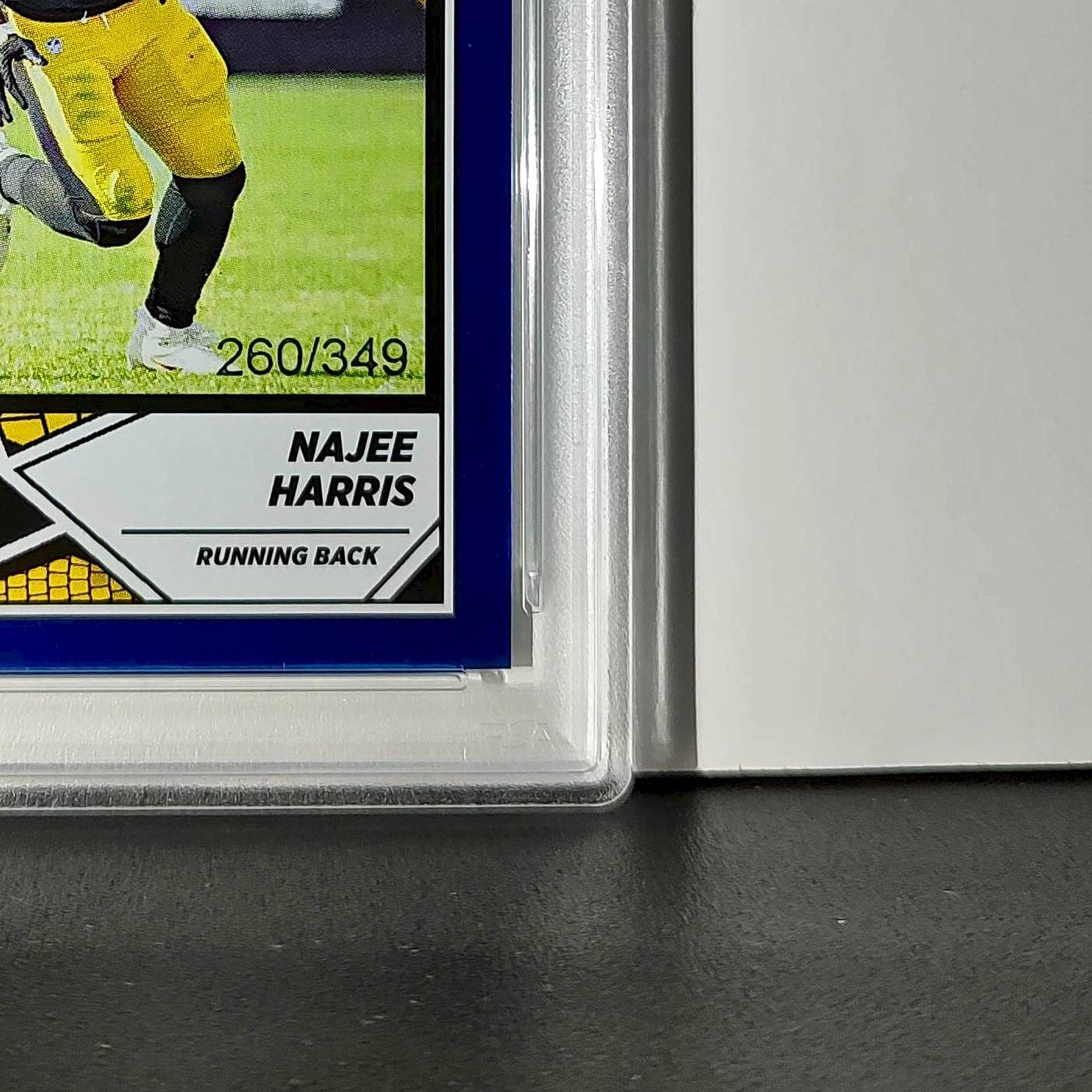 Najee Harris 2024 Panini Sticker Collection 260/349 #13 Blue Foil PSA 8 NM-MT