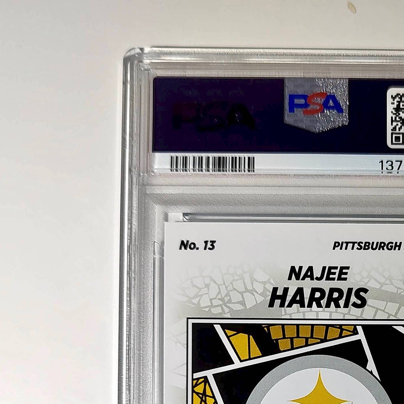 Najee Harris 2024 Panini Sticker Collection 260/349 #13 Blue Foil PSA 8 NM-MT