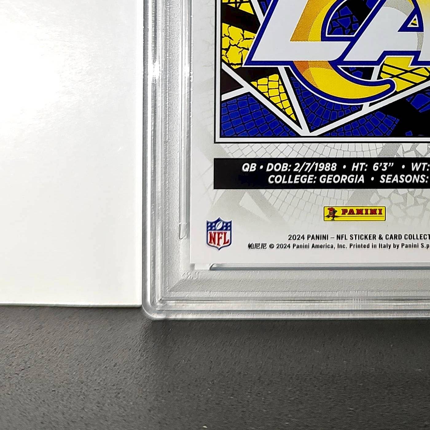 Matthew Stafford 2024 Panini Sticker Collection 38/349 #14 Blue Foil PSA 8 NM-MT