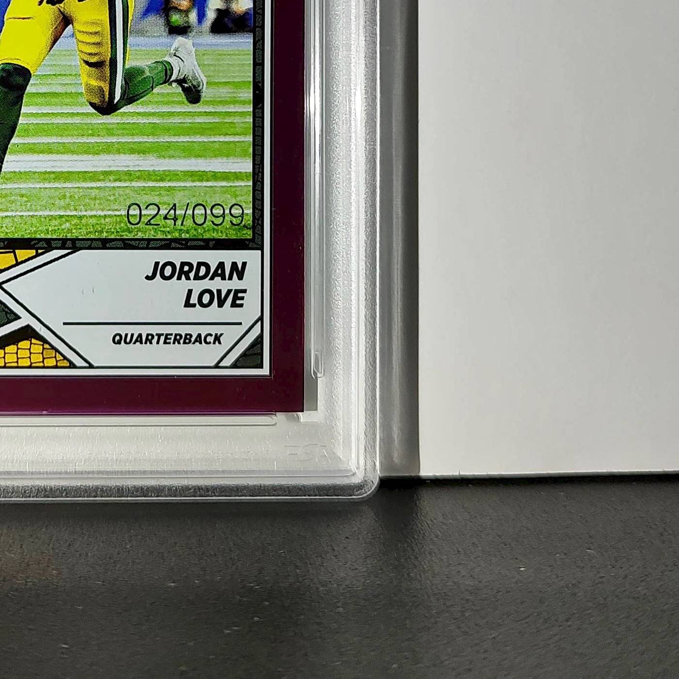 Jordan Love 2024 Panini Sticker Collection 024/099 #18 Purple Foil PSA 8 NM-MT