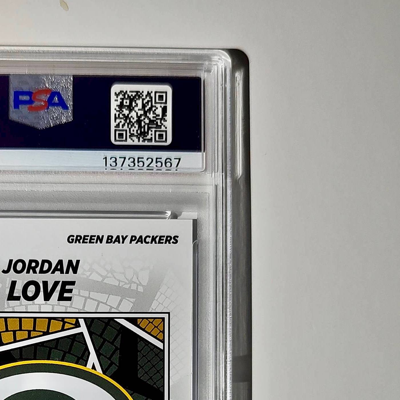 Jordan Love 2024 Panini Sticker Collection 024/099 #18 Purple Foil PSA 8 NM-MT