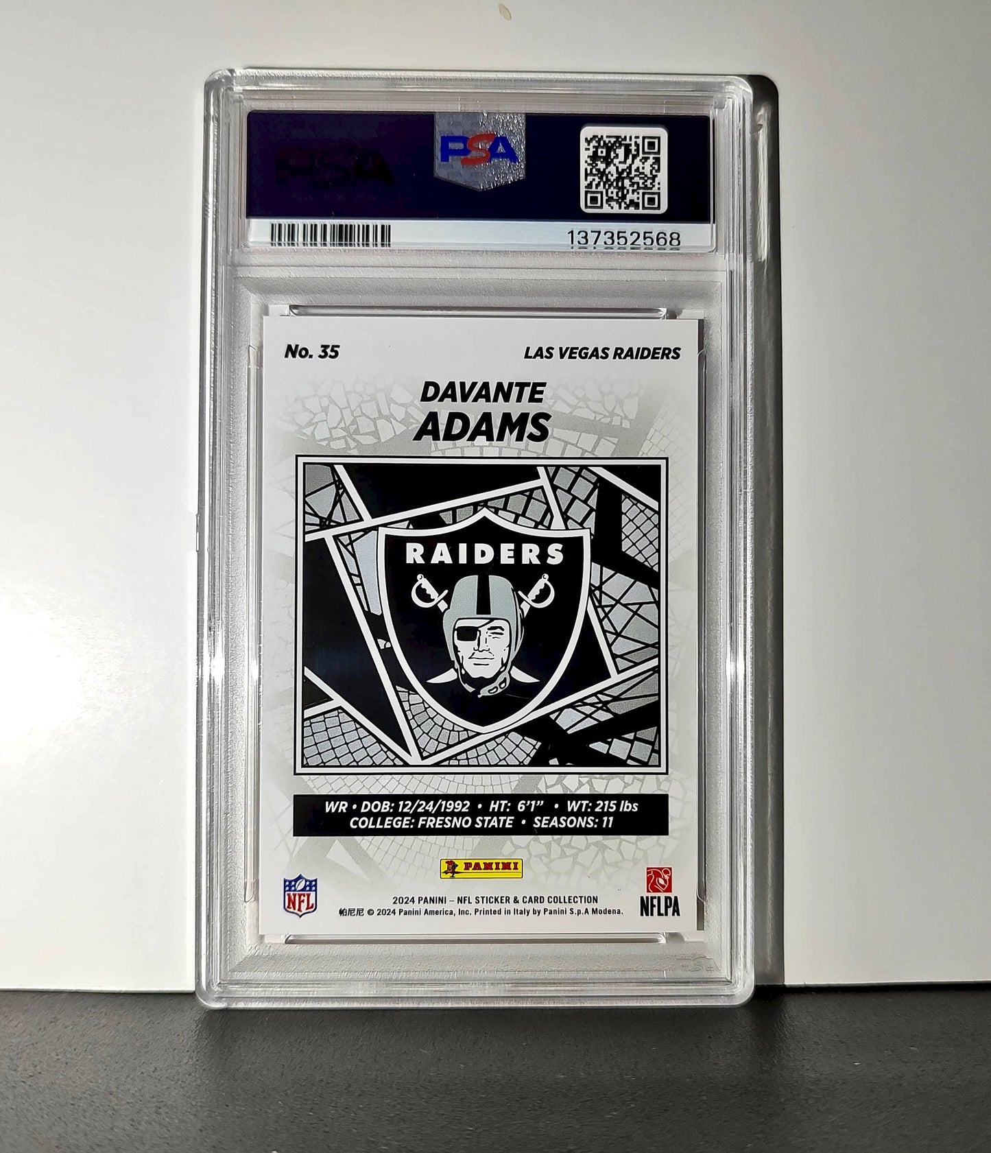 Davante Adams 2024 Panini Sticker Collection 097/299 #35 Red Foil PSA 8 NM-MT