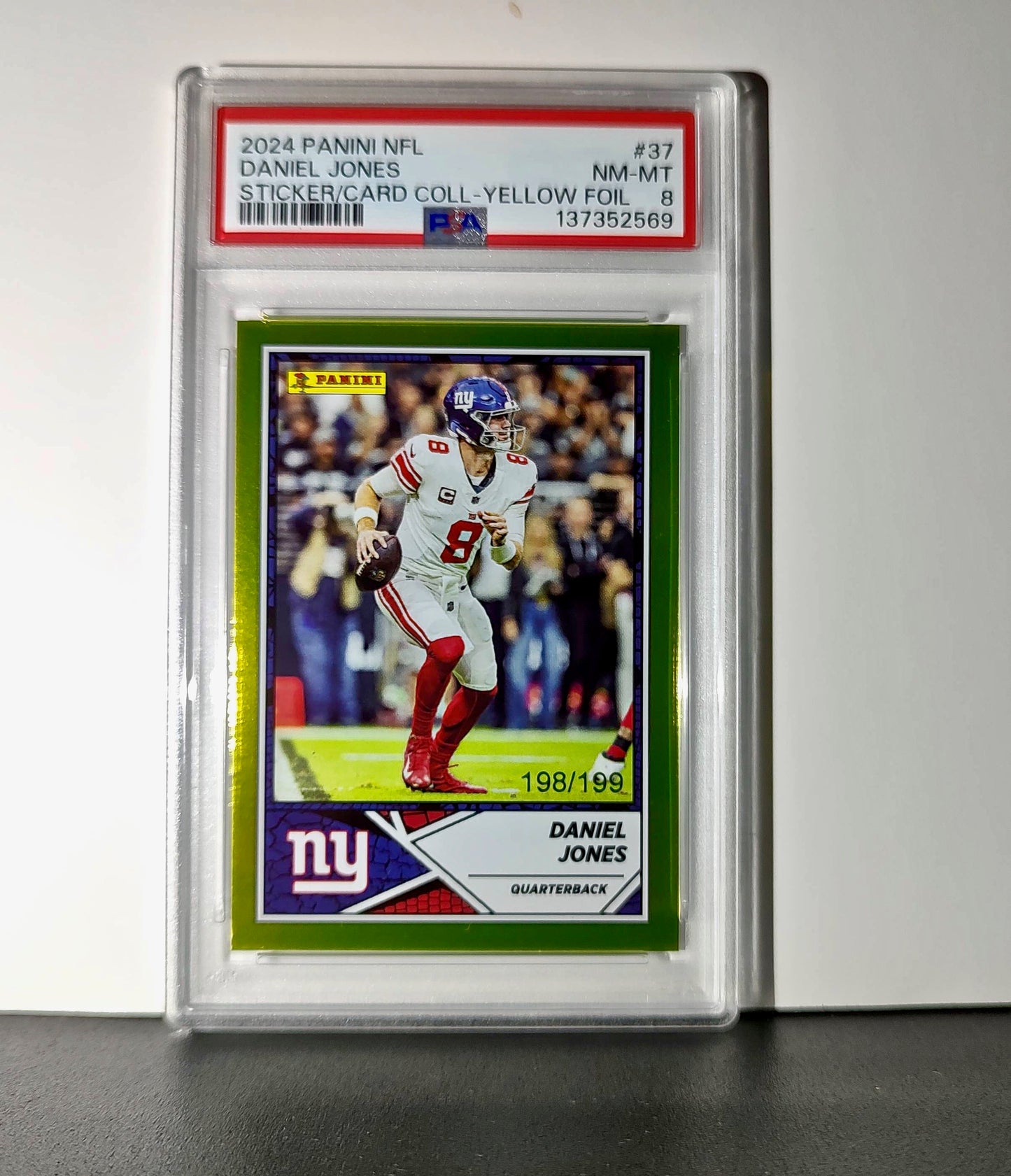Daniel Jones 2024 Panini Sticker Collection 198/199 #37 Gold Foil PSA 8 NM-MT
