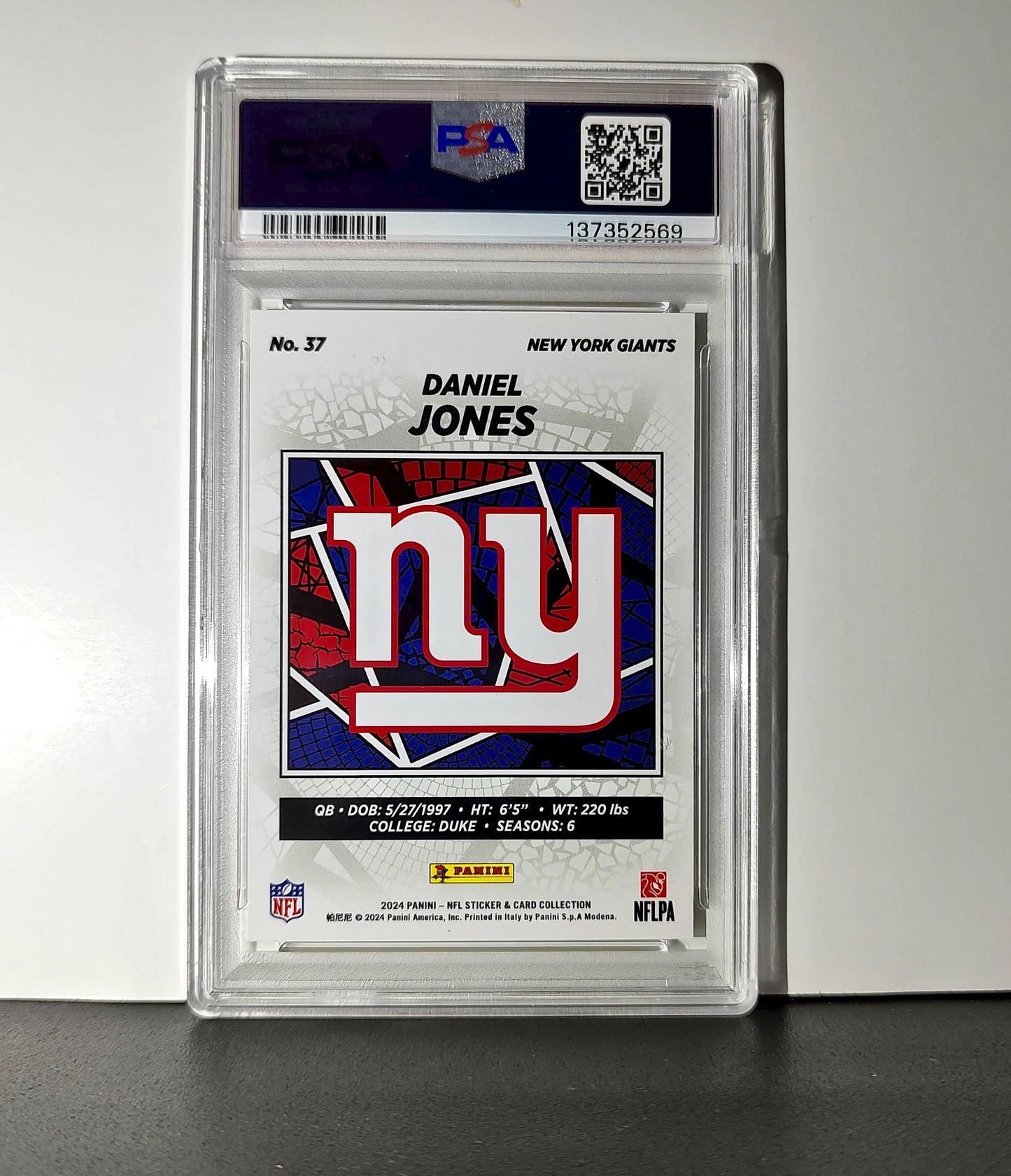 Daniel Jones 2024 Panini Sticker Collection 198/199 #37 Gold Foil PSA 8 NM-MT