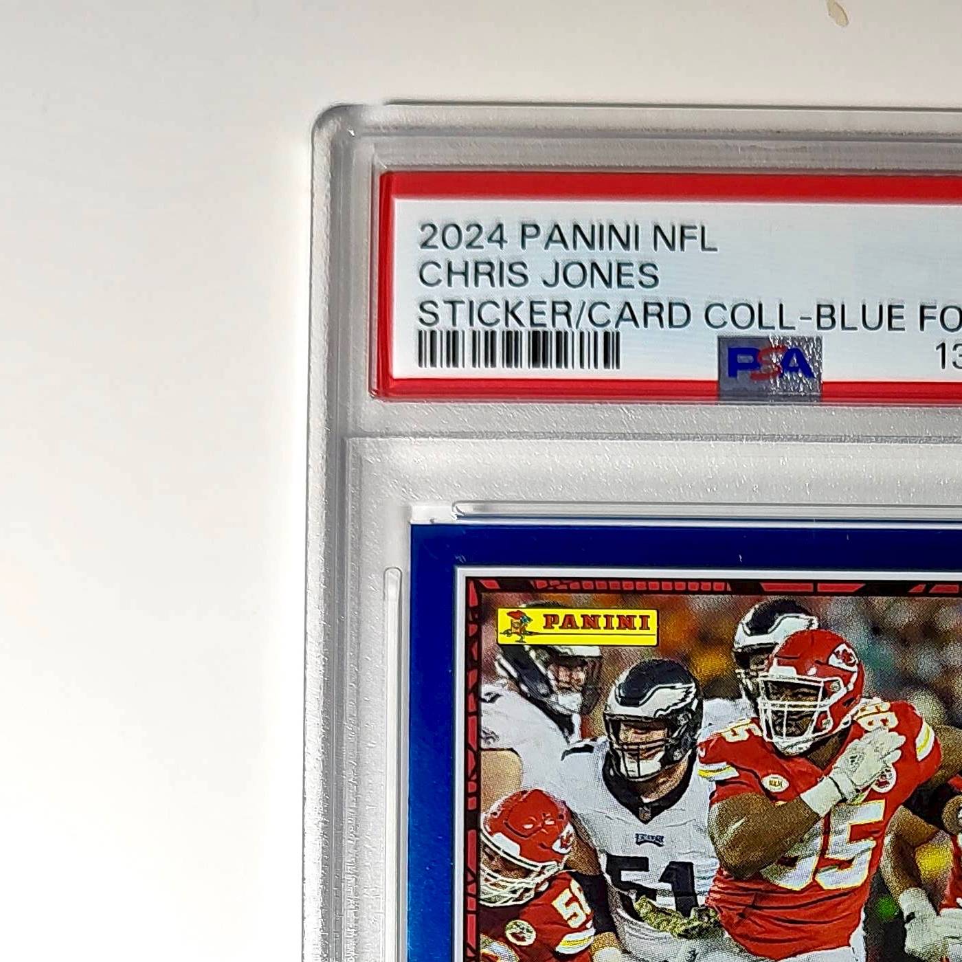 Chris Jones 2024 Panini Sticker Collection 237/349 #39 Blue Foil PSA 8 NM-MT