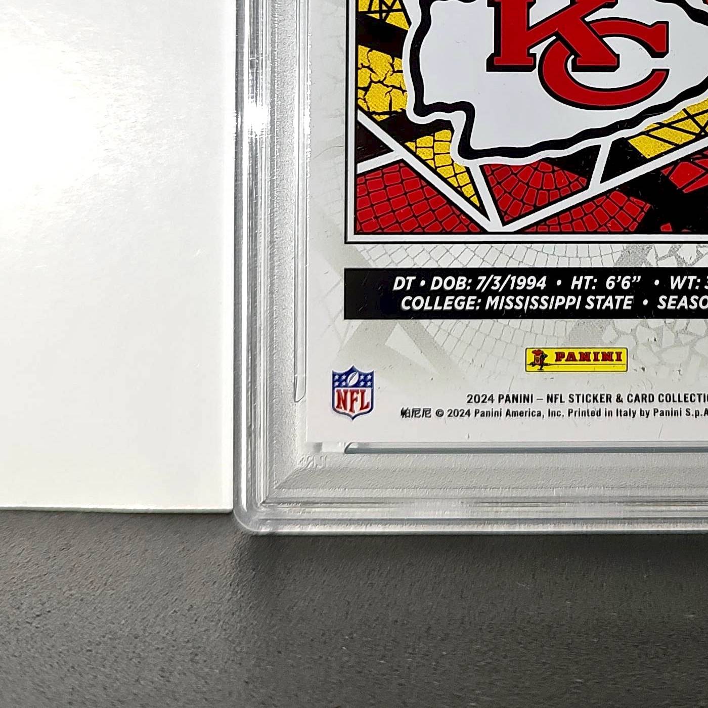 Chris Jones 2024 Panini Sticker Collection 237/349 #39 Blue Foil PSA 8 NM-MT