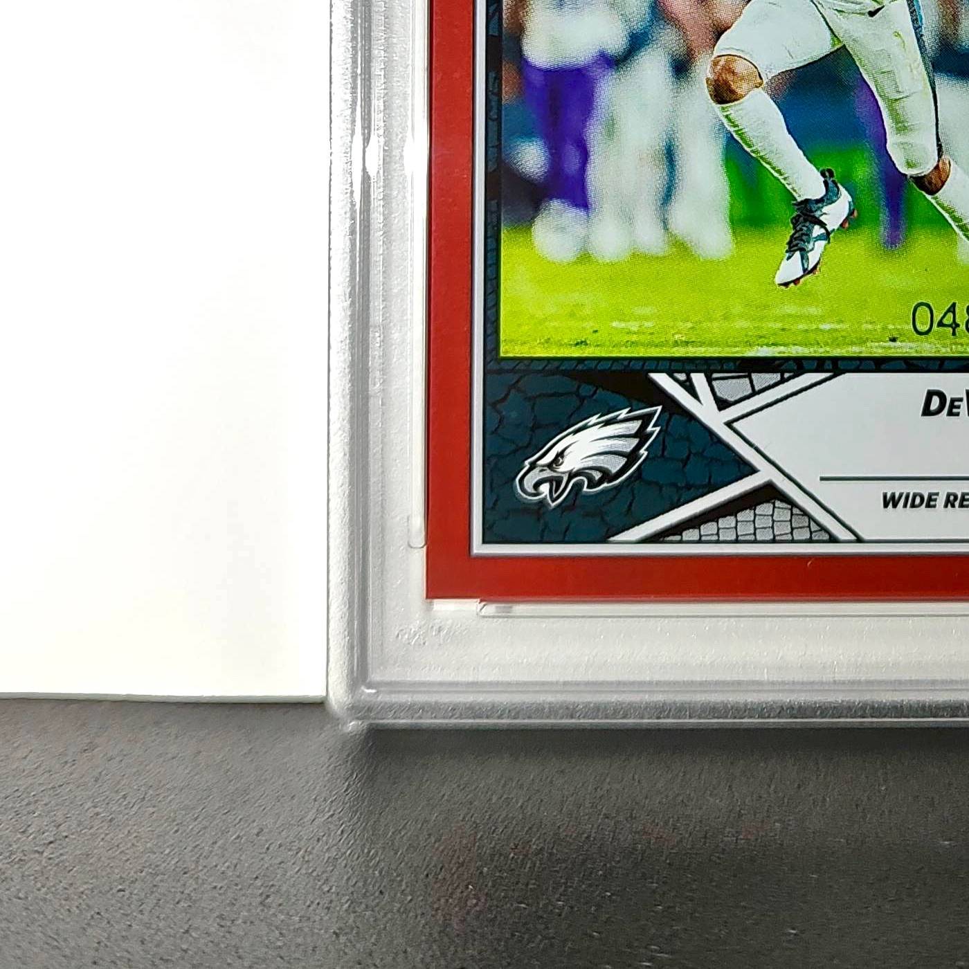 DeVonta Smith 2024 Panini Sticker Collection 048/299 #44 Red Foil PSA 9 Mint
