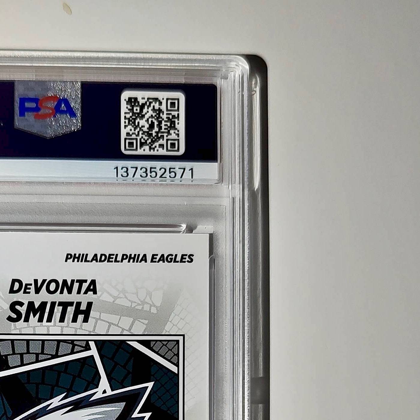 DeVonta Smith 2024 Panini Sticker Collection 048/299 #44 Red Foil PSA 9 Mint